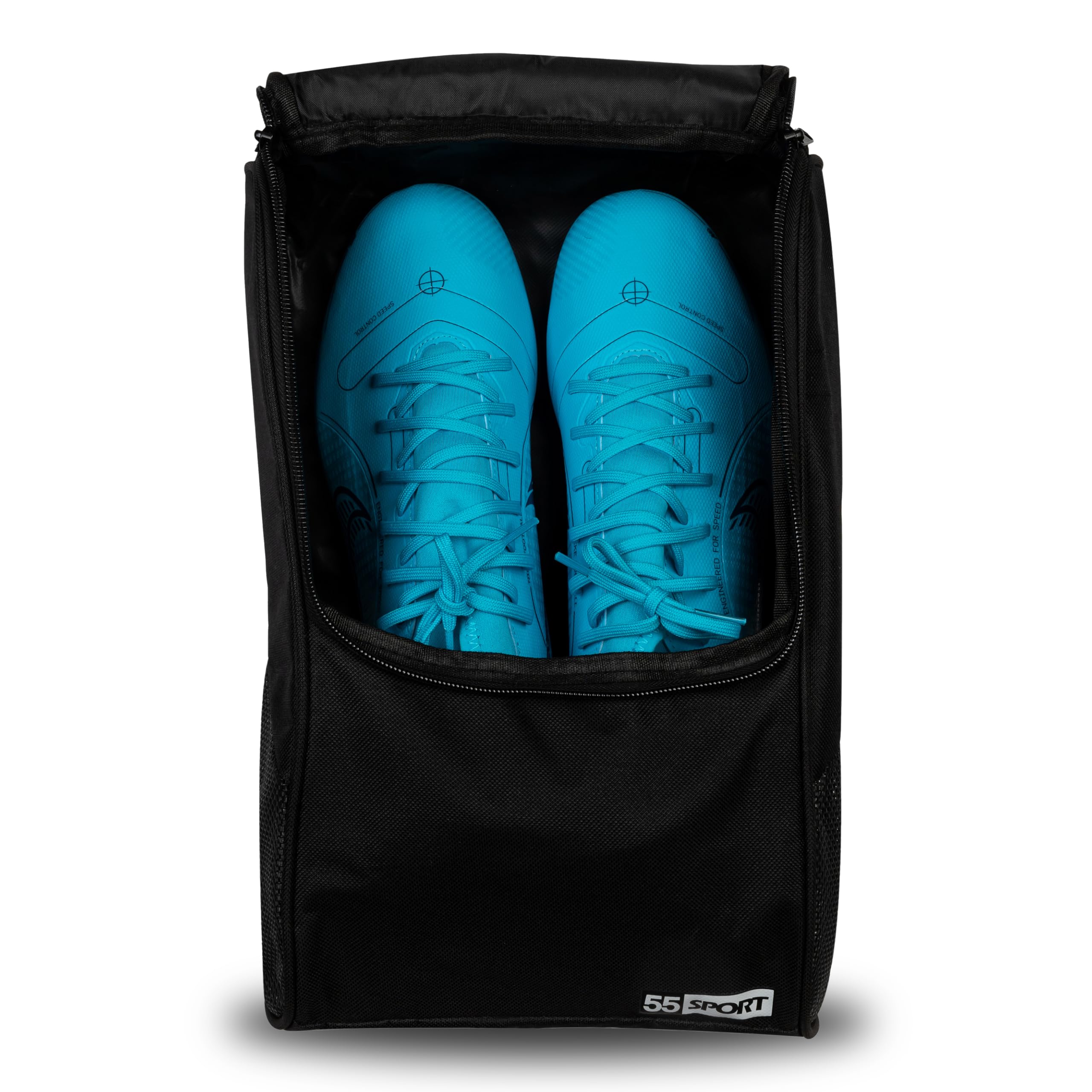 Ventilated Shoe Bag with Zipped Pocket Black