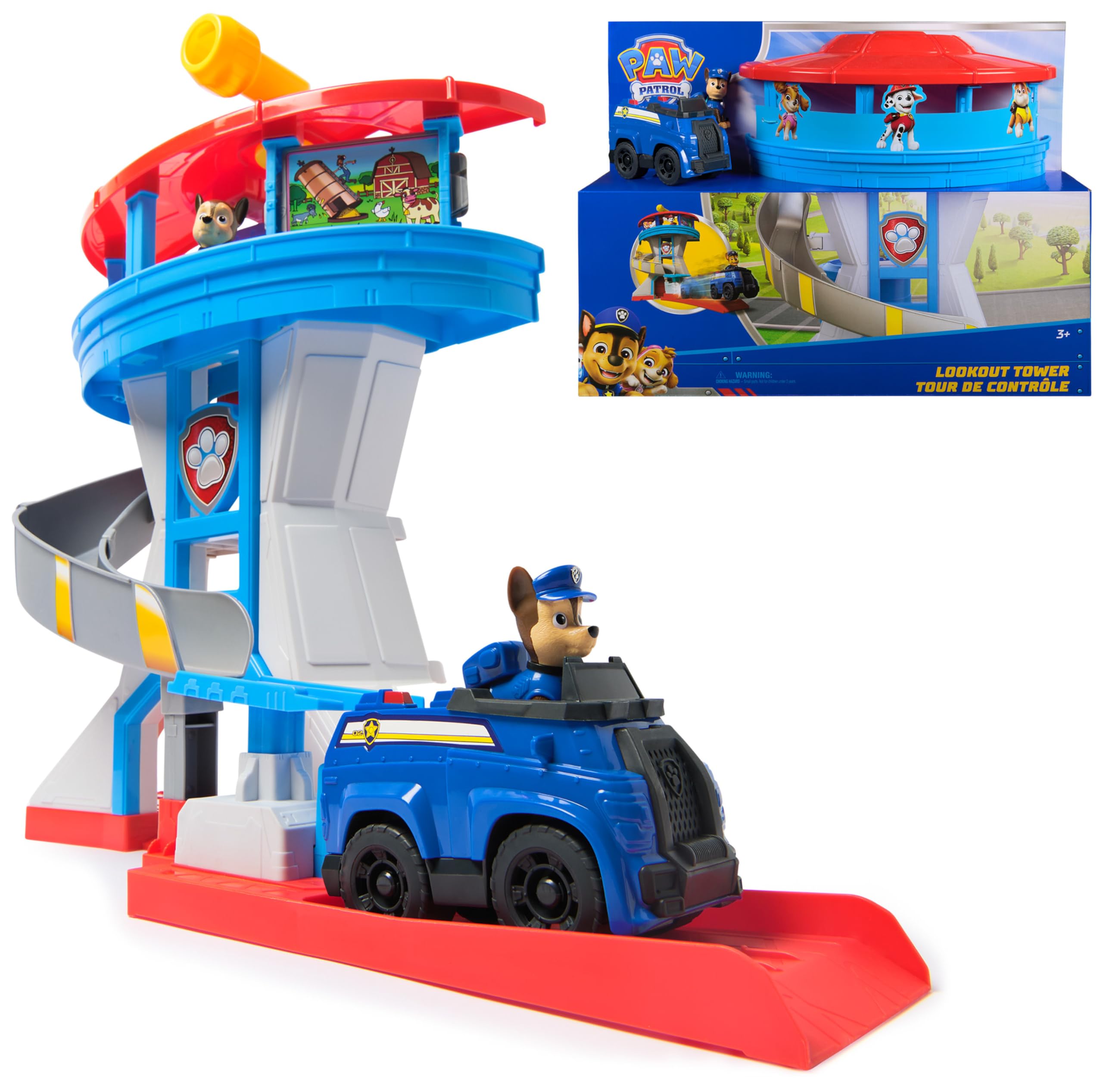 Paw Patrol Patrulla Canina - Pack Torre De Controlnpaw Patrol De 50 Cm, 2 Figuras De Chase + Coche Policía | Juguetes Patrulla Canina | Juguetes Niños 3 Años O Más | Regalos Niños 3 Años O Más