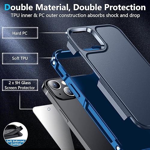 Miniatura 3 de Temdan Funda para iPhone 13 Mini [protección contra caídas de grado militar] [protector de pantalla de vidrio templado] funda antideslizante y