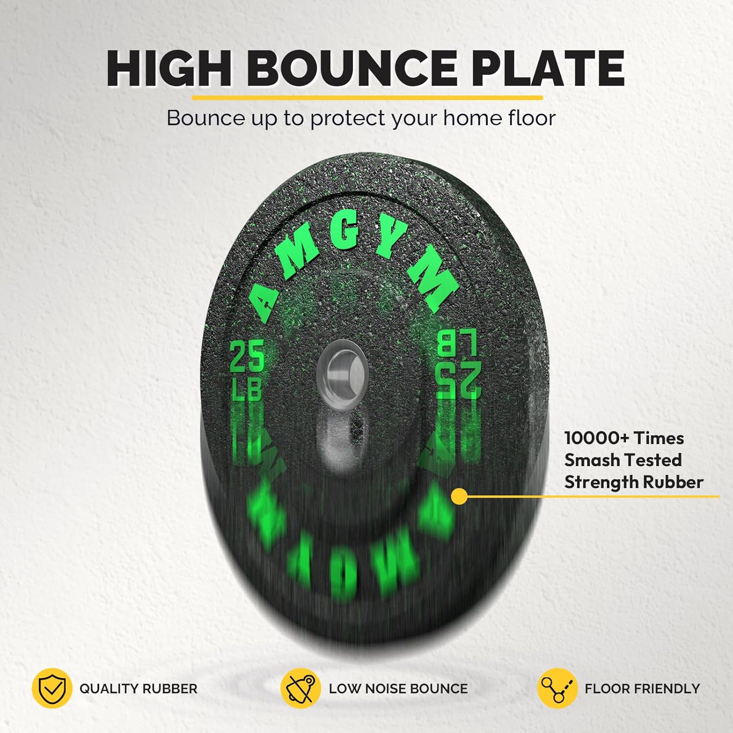 Bumper Plate Set with Colored Flecks, 2 Inch Standards Weights Plates,High Bounce Low Noise Odorless Weights for Barbell Workouts, Pro Weights for Strength Training.