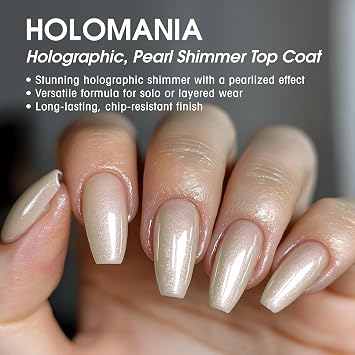 BARIELLE HoloMania Top Coat - Holographic Pearl Shimmer .47 oz - Holographic Top Coat Nail Polish
