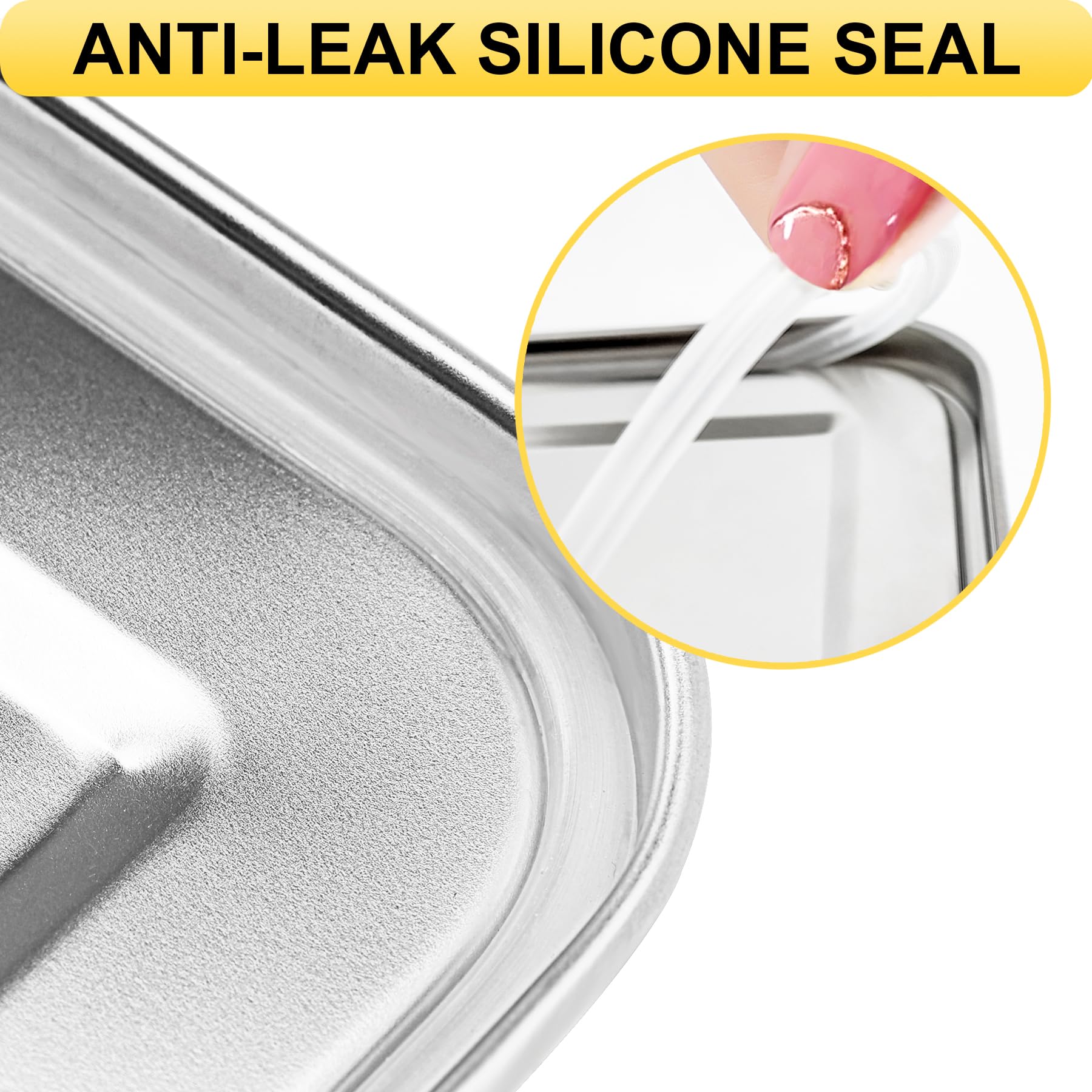 Boîte à repas Bento en acier inoxydable – Grande boîte à bento en métal de 1 332,4 g – 2 compartiments avec clips de verrouillage – Passe au lave-vaisselle – 1400 ml