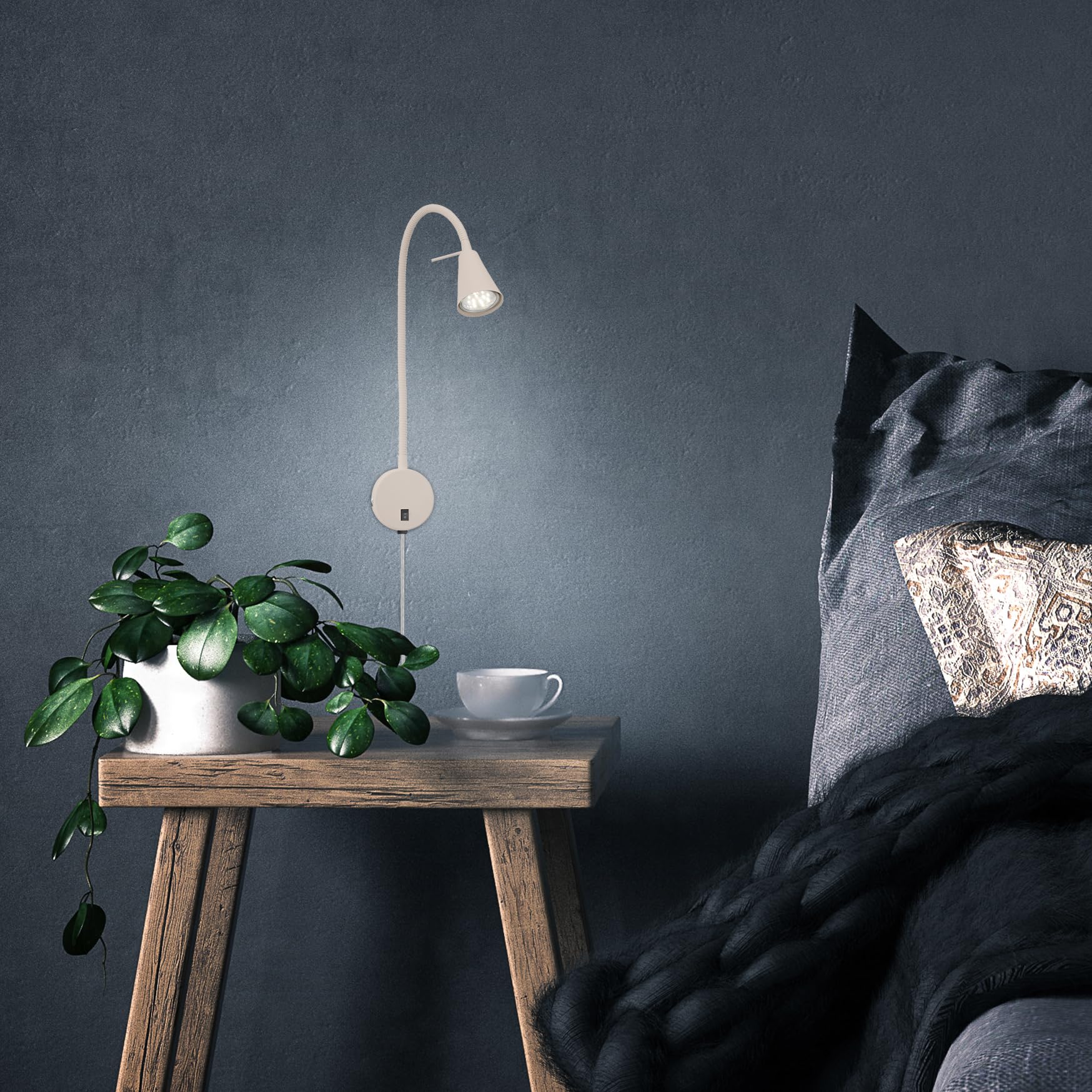 BRILONER - Led-leeslamp zonder stroomaansluiting en zonder boren, met accu, touch, dimbaar, warm wit licht, wandlamp, wandlamp om te lijmen, bedlamp, leeslamp, bedlamp, nachtlampje, 6 x 3 x 50 cm