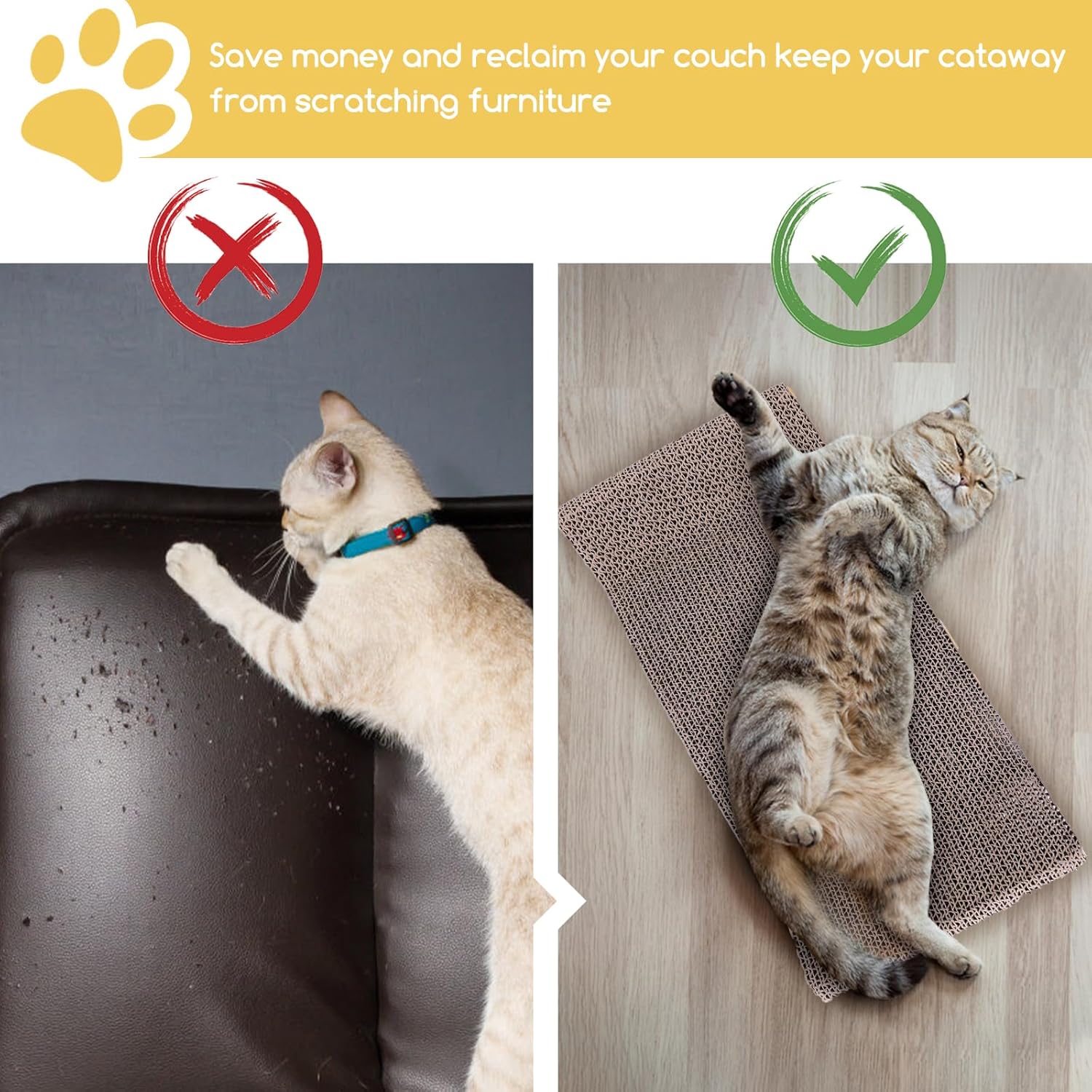 Nobleza 2Pcs Cat Scratching Board, Reversible Use Curved Shape Cat Scratcher with Catnip, High Density Corrugated Scratcher Cardboard, Durable Scratchers Pad Bed Sofa Lounger Set, Size 44 * 22 * 8 cm 8 813fy8gD3WL. AC SL1500