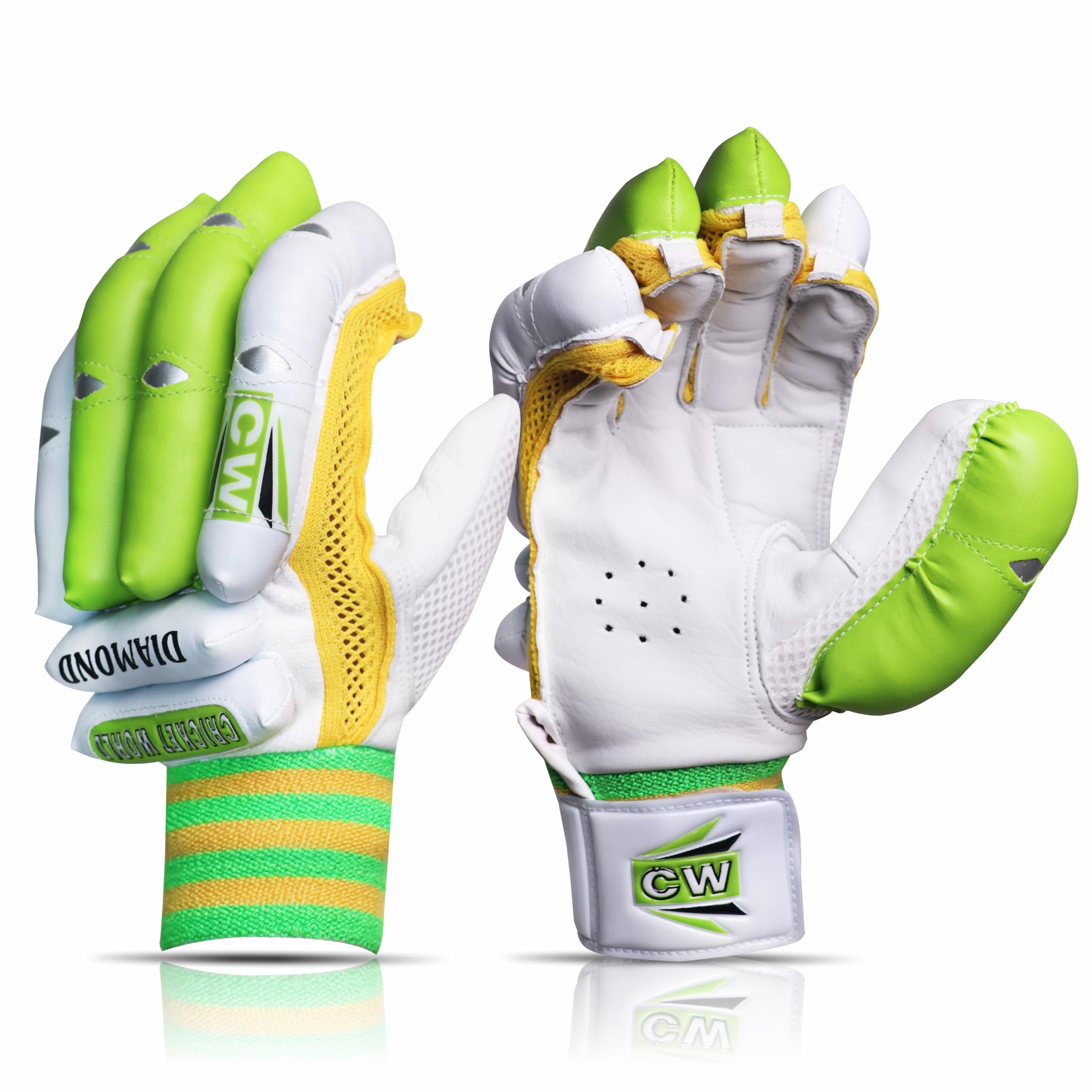 CW Diamond Cricket Batting Gloves for All Players Men & Boys Knuckle Protection Lightweight Breathable Right & Left Handed Sizes for Left Boys (8-10 YRS)-image-18