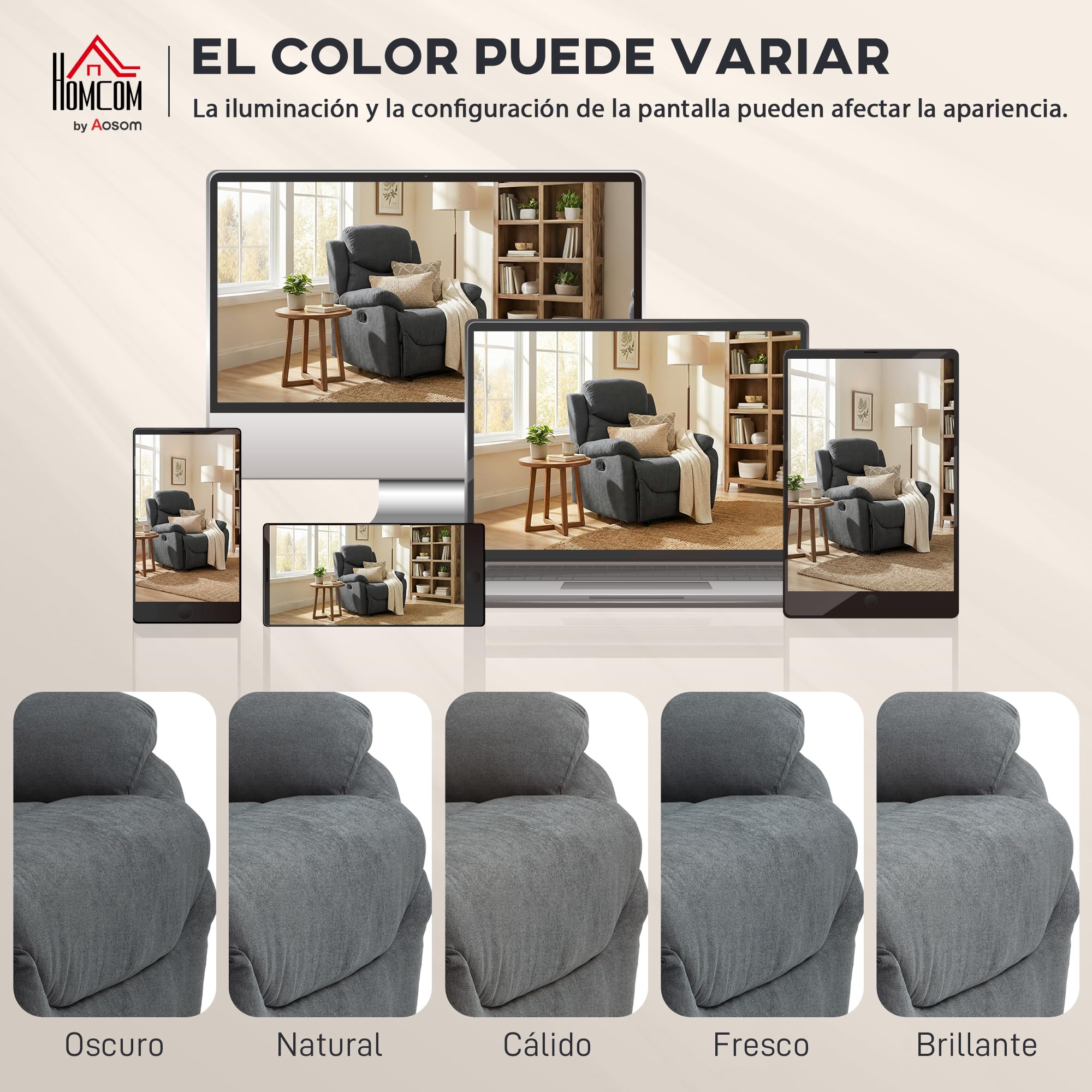 HOMCOM Sillón Reclinable de Salón Sillón Relax Reclinable Manual con Reposabrazos y Reposapiés Carga 150 kg Sofá Relax para Salón Dormitorio Gris