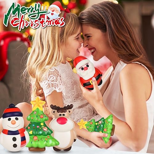 Miniatura 6 de 8 juguetes de Navidad para apretar lentamente, juguetes suaves de Navidad, incluye Papá Noel, árbol de Navidad, reno, muñeco de nieve,