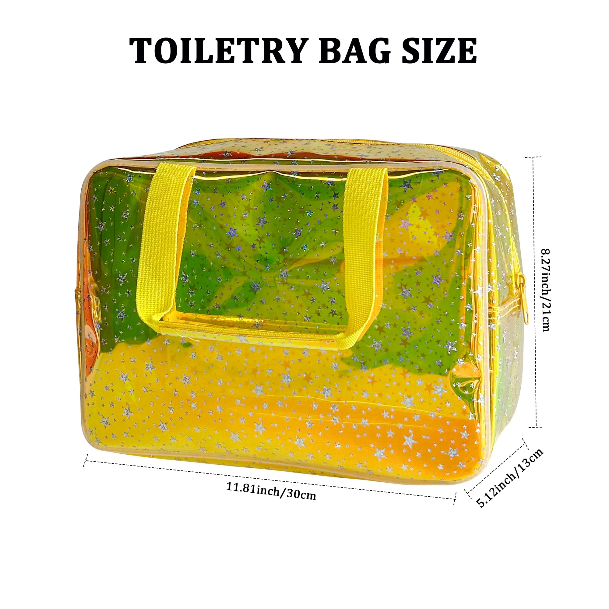 Borsa impermeabile in PVC a forma di stella per trucchi prodotti per la cura del trucco incluso 11,8 "x5.12" x8.26", Giallo laser, 11.81x5.12x8.27inch, Olografico