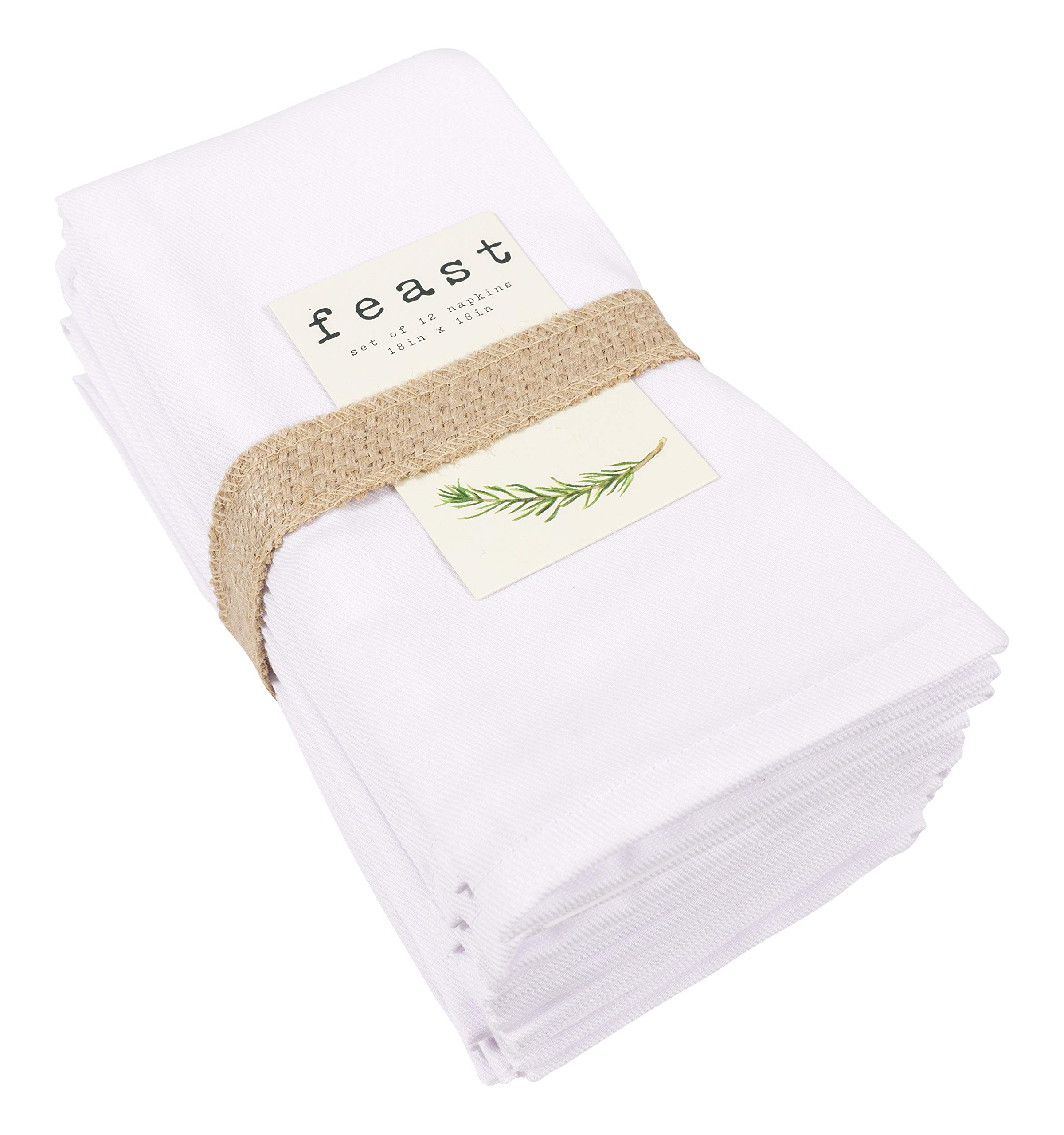 KAF HomeFeast Dinner Napkins | Set of 12 Oversized, Easy-Care, Cloth Napkins (18 x 18 Inches) - White