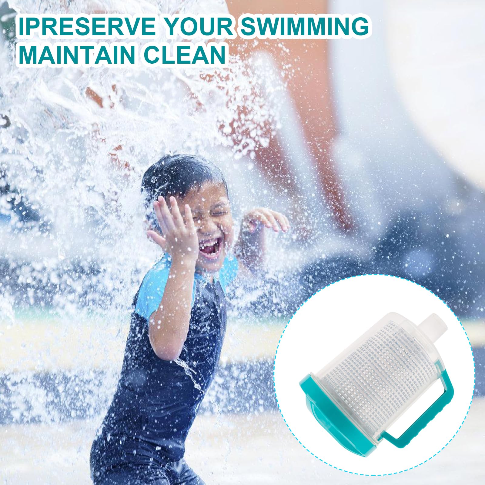 Práctica trampa para hojas de mantenimiento de piscina con tapa fácil de abrir, bidón de piscina en línea, gran capacidad, recogecestos, cesta de trampa
