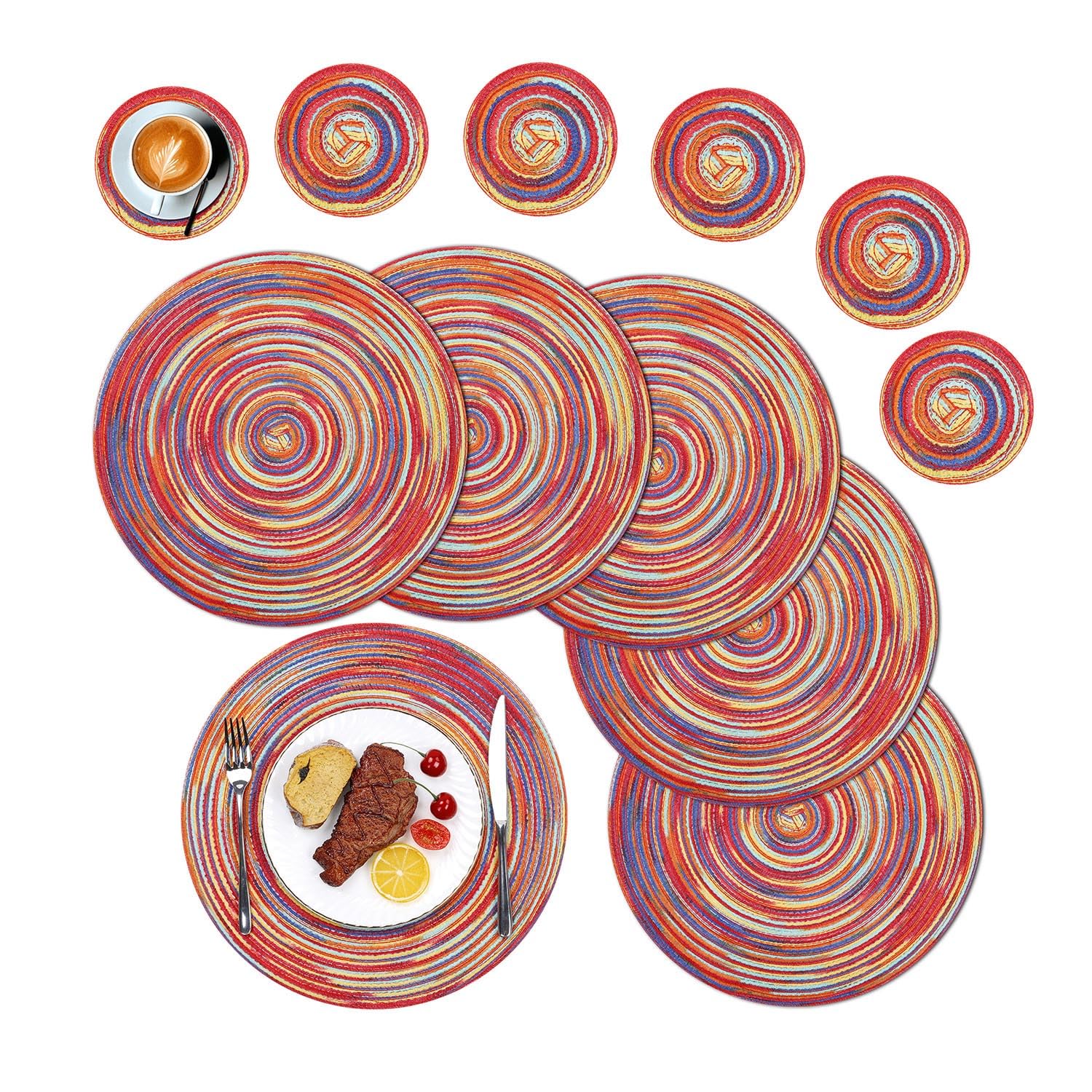 SHACOS Round Placemats and Coasters Set of 6