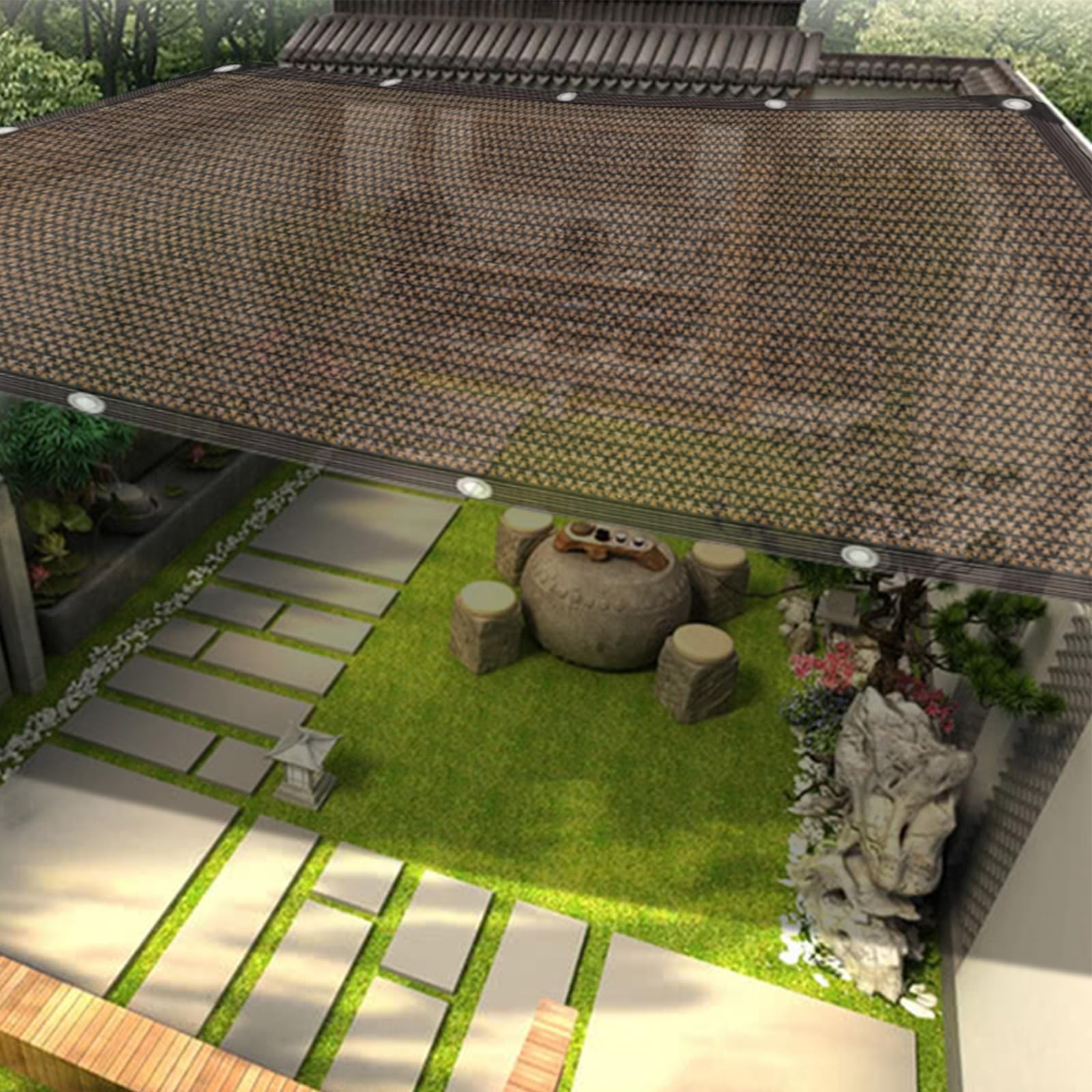 Shade Cloth Cover for Plant Brown Sun Shade Net 90% Shading Mesh Tarp for Greenhouse, Chicken Coop, Pergola, Canopy 3.3X9.9FT 6.6X49.2FT 13X23FT 26X26FT (Color : Brown, Size : 3x5m/9.9x16.4ft)