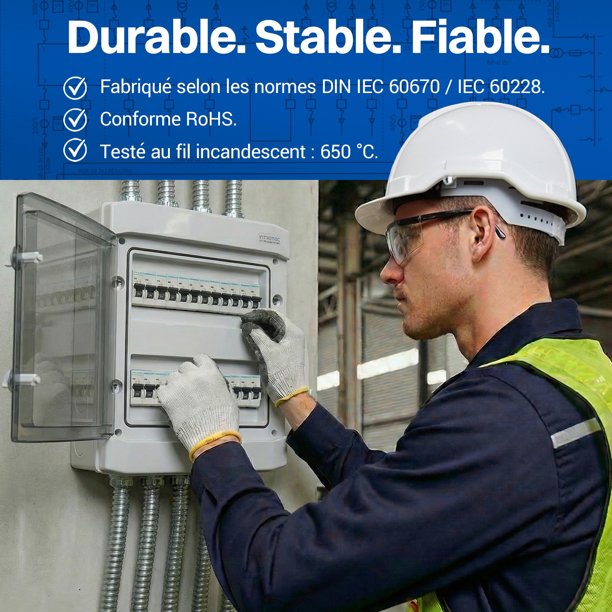 Intratec Coffret de Distribution en Saillie 2 Rangée IP65 – Coffret Électrique pour 24 Modules DIN – Enceinte Étanche Extérieur Garage Cave Jardin – 400VAC 1500VDC – 318 x 384 x 144 mm