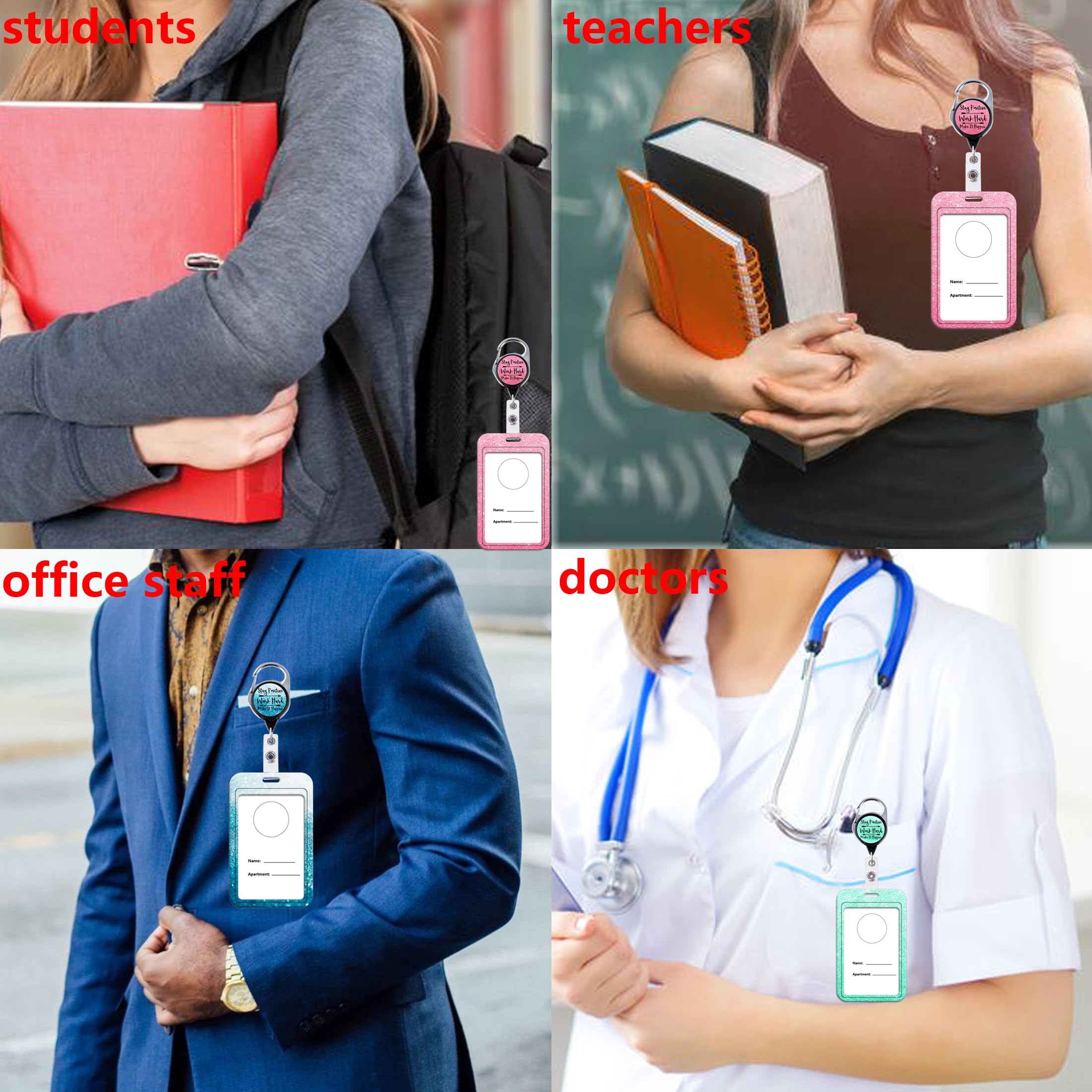 LanyardsTomorrow Trio Porta Badge E Bobina 1Pcs - Set Di Cordino Retrattile E Porta Badge, Confezione Tripla Con Cordino Singolo, Moschettone Estensibile E Porta Carta D'identit&agrave; Rigido, Colore Rosso