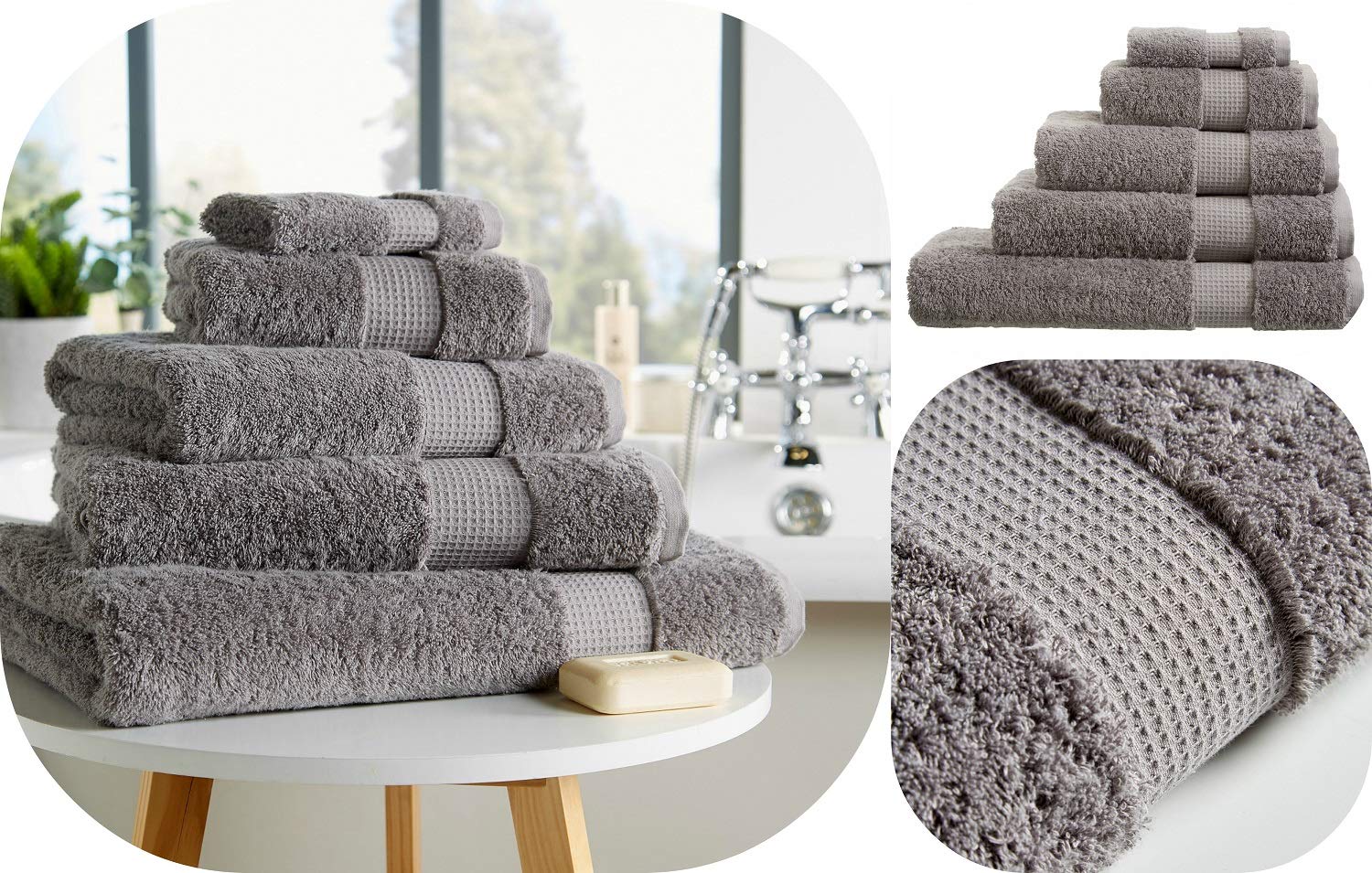 voice 7 Supreme Egyptian Cotton Towels 5 Colors - Thick 700 gsm Luxe Collections Soft Absorbent and Quick Dry Towel (1 x Bath Towel, Silver/Grey)