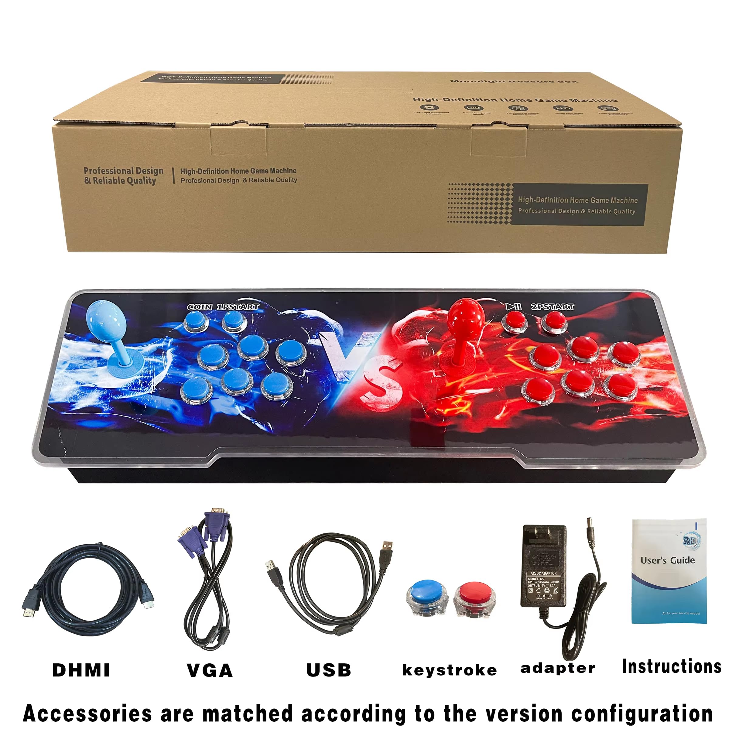 Arcade Console Retro Game Machine for PC, projektor & TV, 2-4 odtwarzacze, 1280 x 720, 3D, wyszukiwanie/ukrywanie/zapisywanie/ładowanie/pauza, lista ulubionych gier (10000 gier z WlFl)
