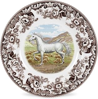 Spode Woodland Arabian Horse Dinner Plate – 10.5" Fine Earthenware Dish Featuring an Elegant Equestrian Motif – Rustic English Dinnerware, Dishwasher, Microwave & Warm Oven Safe, Made in England