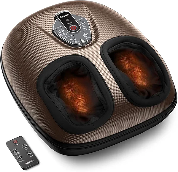 RENPHO Foot Massager Machine with Heat [2025 Upgraded], Foot Massager for Plantar Fasciitis, 3 Heat Levels, Mothers Day Gifts for Women Mom Dad, Wireless Control, True Feet Massage