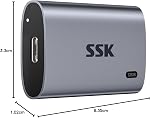 SSK 128GB SSD Disque dur externe, portable SSD Jusqu'à 550MB/s Disques à l'état solide rapide, lecteur externe USB 3.2 Gen2 pour iPhone 15/Pro, Windows, Mac, Android avec LED Léger, léger, intelligent et soutenu