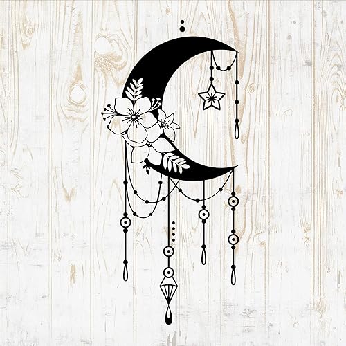 Calcomanías de pared de luna mística  Calcomanías de pared de luna mística  Diseño minimalista de brujería celestial mágica silueta Wicca  Vaso para