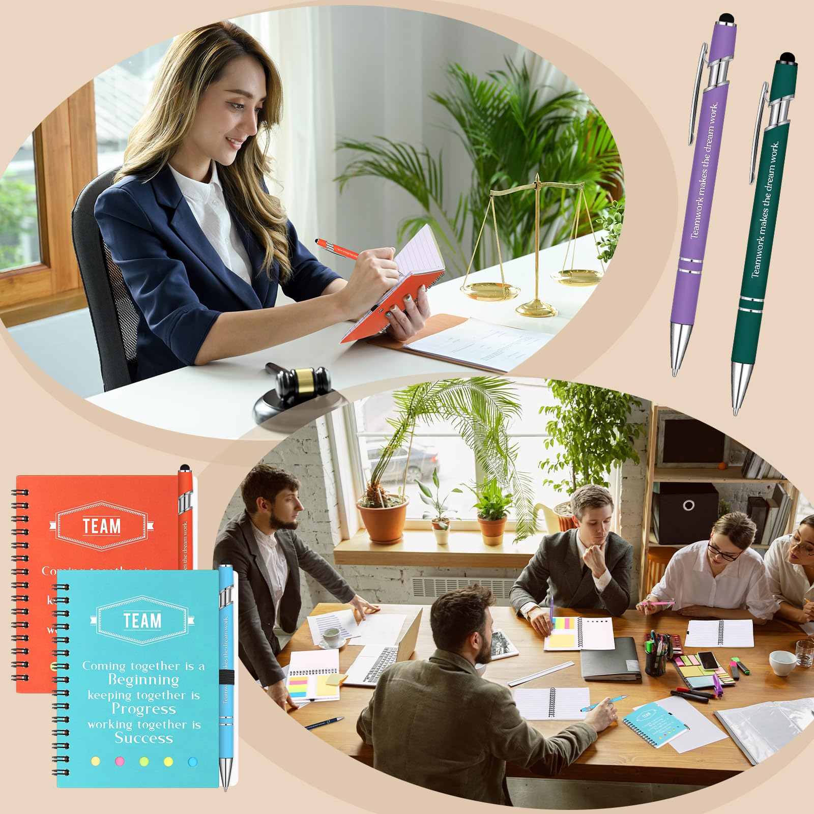 Fulmoon 72 quaderni motivazionali di ringraziamento, 36 pezzi, con 36 penne a sfera, diari tascabili motivazionali, quaderni 2 in 1 per insegnanti, colleghi, regalo colorato