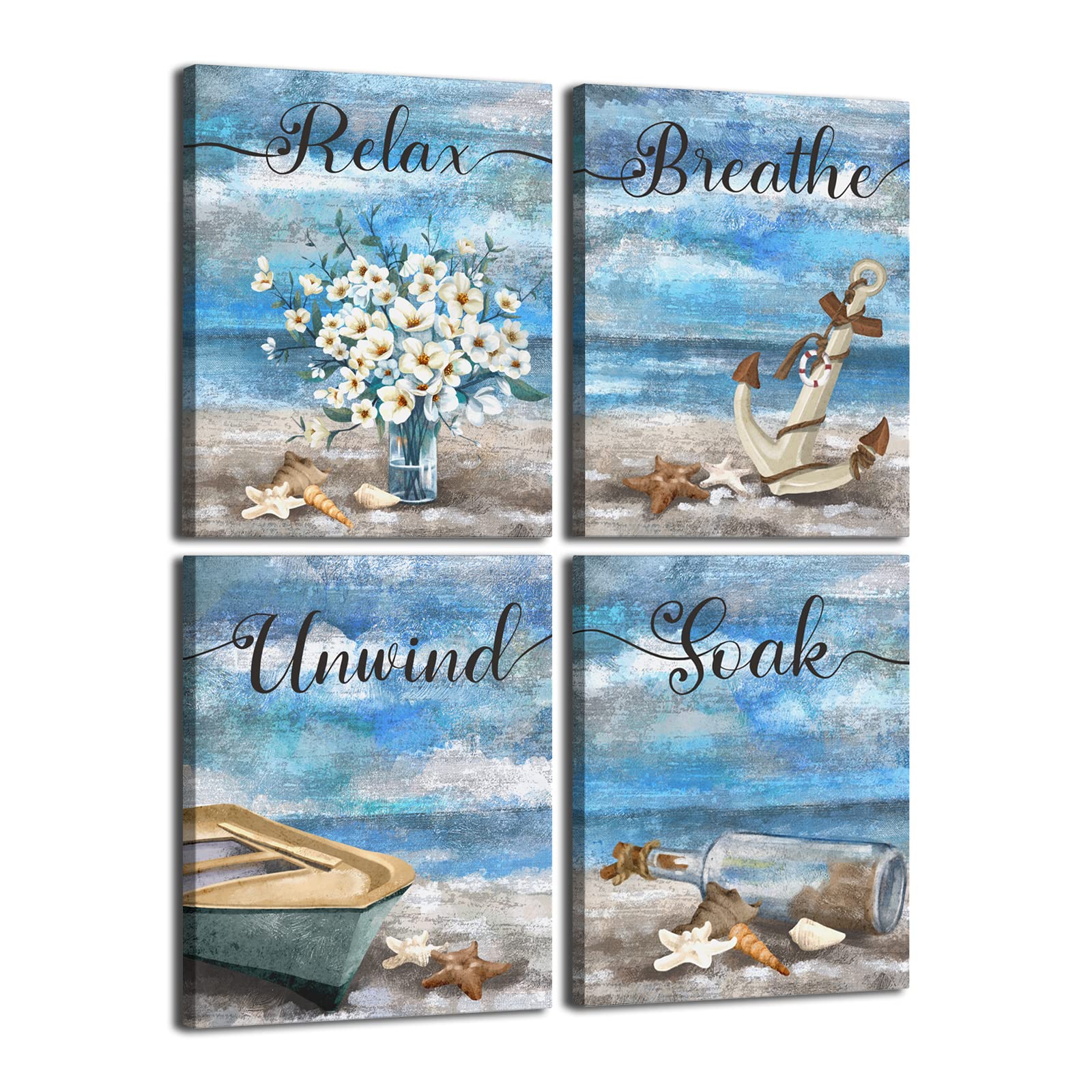 GisipameisBathroom Wall Art - Coastal Decor with Seashell and Starfish for Bathroom, Ocean Decorations for Home, Bedroom, Living Room or Beach House