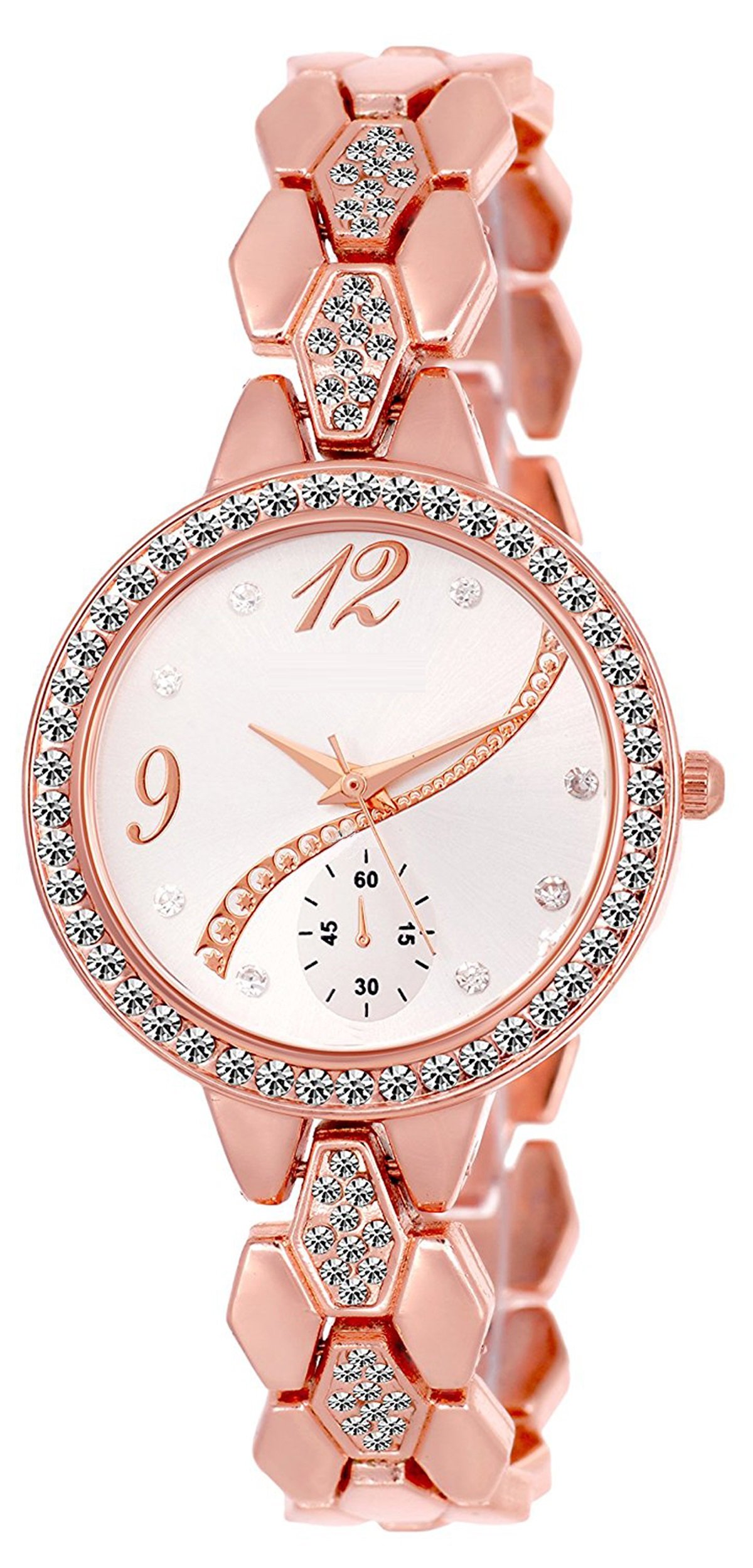 The Shopoholic Casual Analog Diamond Coated White Dial with Diamond Coated Light Pink Steel Belt Watches for Women (B077SG2LW7) Amazon Price History, Amazon Price Tracker