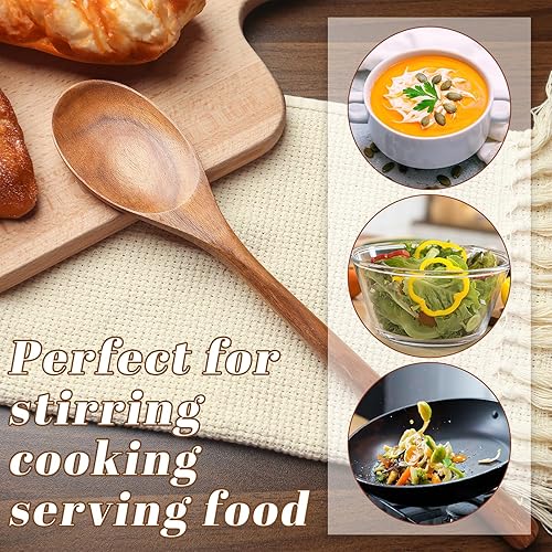 Miniatura 4 de HANSGO Cucharas de cocina de madera, cucharas grandes de madera para cocinar, servir y mezclar