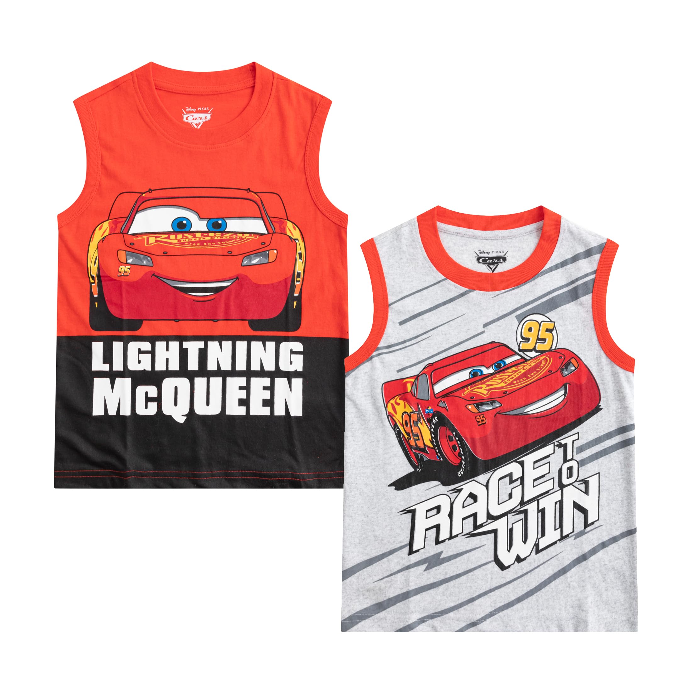 Disney Cars - Juego de 2 camisetas sin mangas para niños, camiseta interior para niños