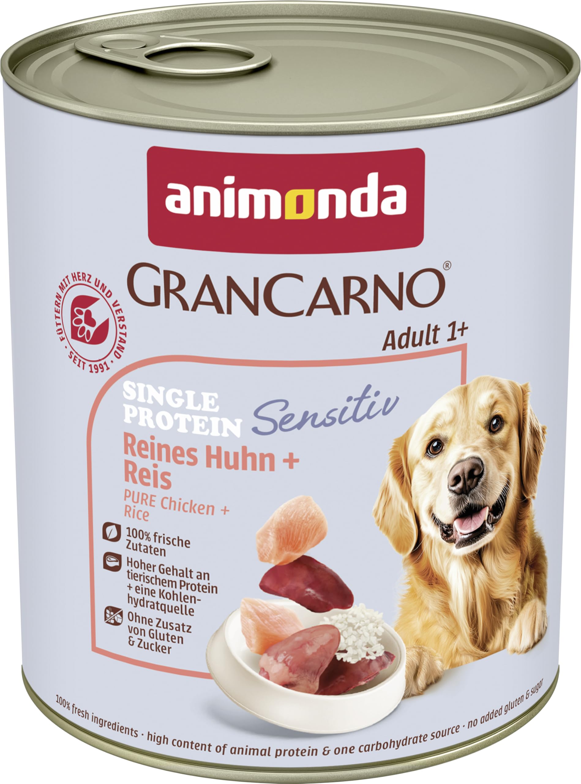Animonda Grancarno Nourriture Humide pour Chien Sensitiv Poulet Pur + Riz