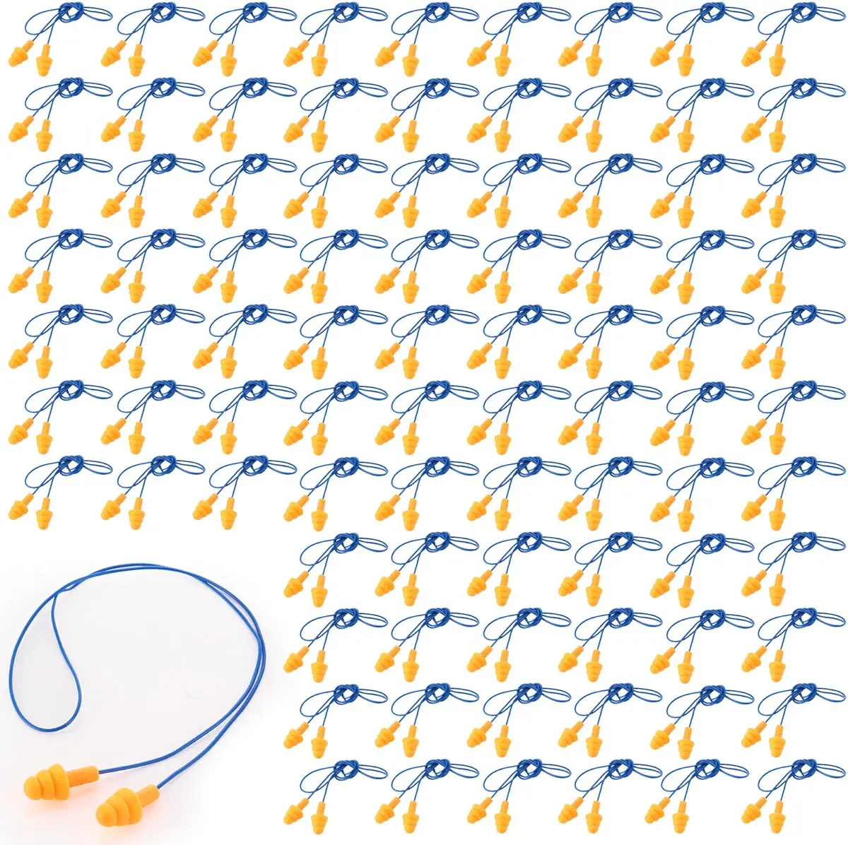 Xuhal 200 Pairs Corded Ear Plugs Waterproof Ear Plugs Bulk Silicone Corded Earplugs Reusable Ear Plugs Noise Cancelling and Hearing Protection for Sleeping Snoring Swimming Shooting Study Construction
