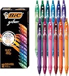 Stylos Gel BIC Gel-Ocity Sèche Rapidement, Stylo Gel Rétractable Pointe Moyenne (0.7mm), Couleurs Assorties, Paquet de 12
