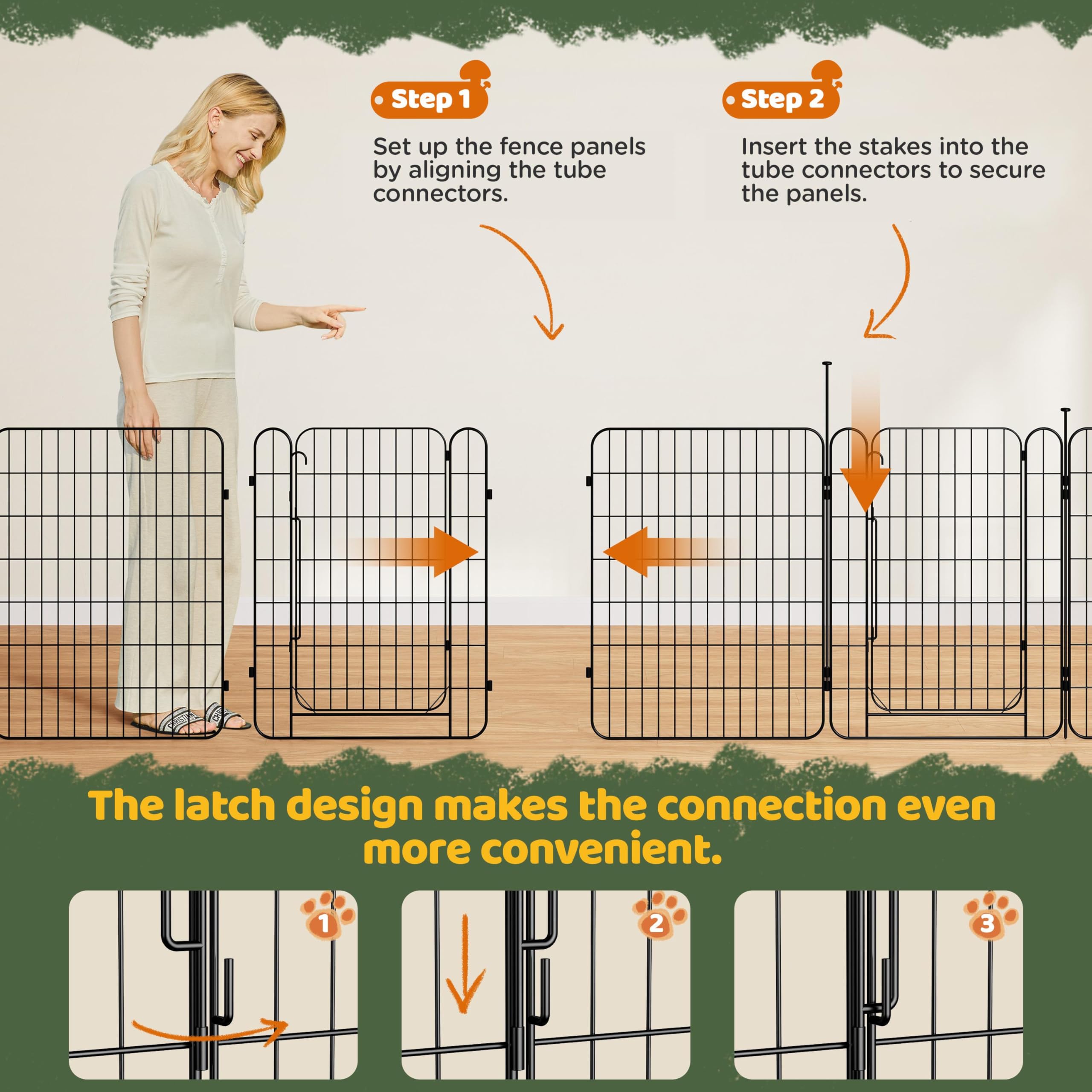 Yaheetech 8 Panneaux Parc pour Chien 60 x 80cm Enclos Chiens Interieur Cage Pliant Métal Extérieur