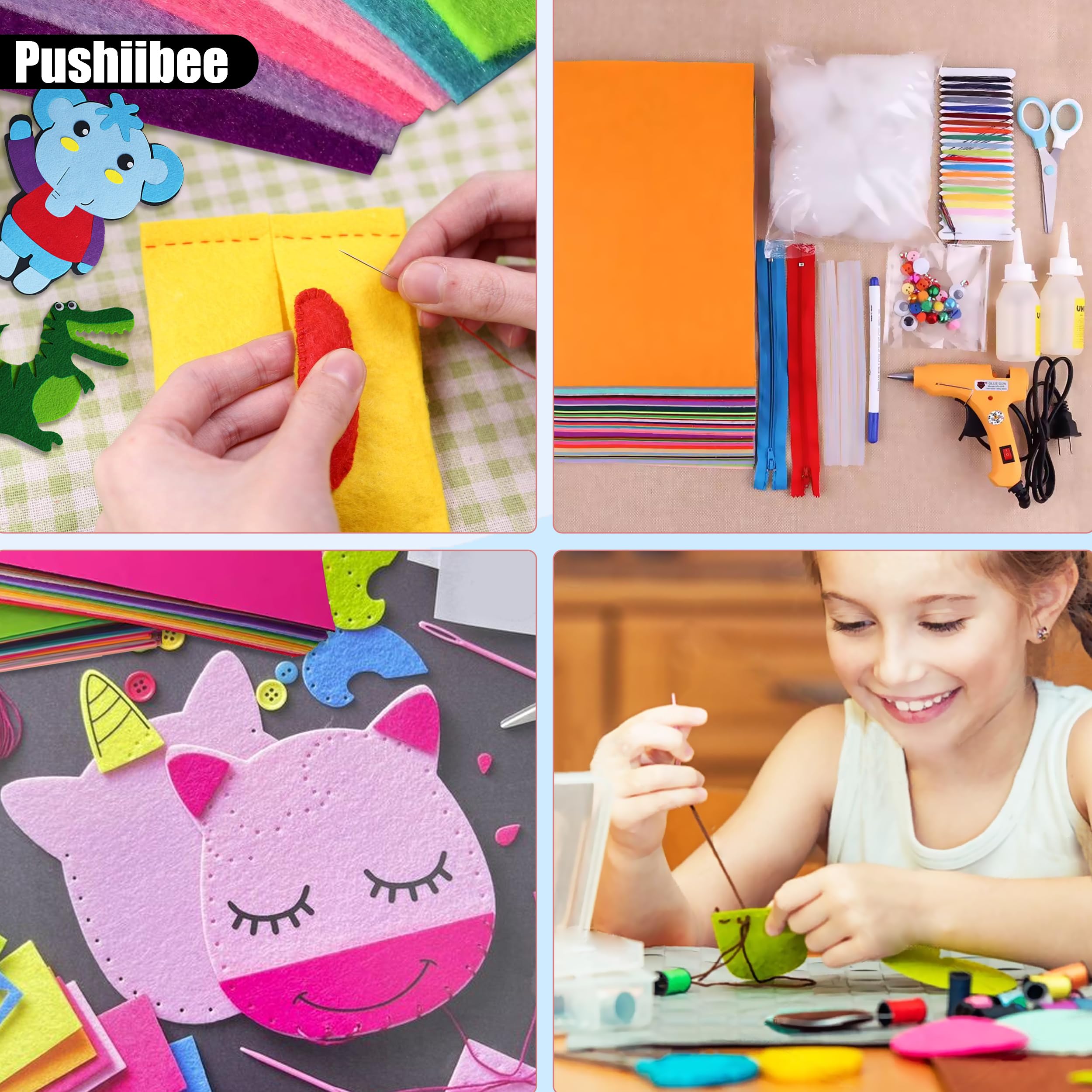 Pushiibee Fieltro para Manualidades de Colores, 80 Piezas Fieltro para Manualidades DIY, 2 Tamaños Tela de Fieltro 40 Colores Hojas de Fieltro de Poliéster para Coser y Manualidadess — view 7
