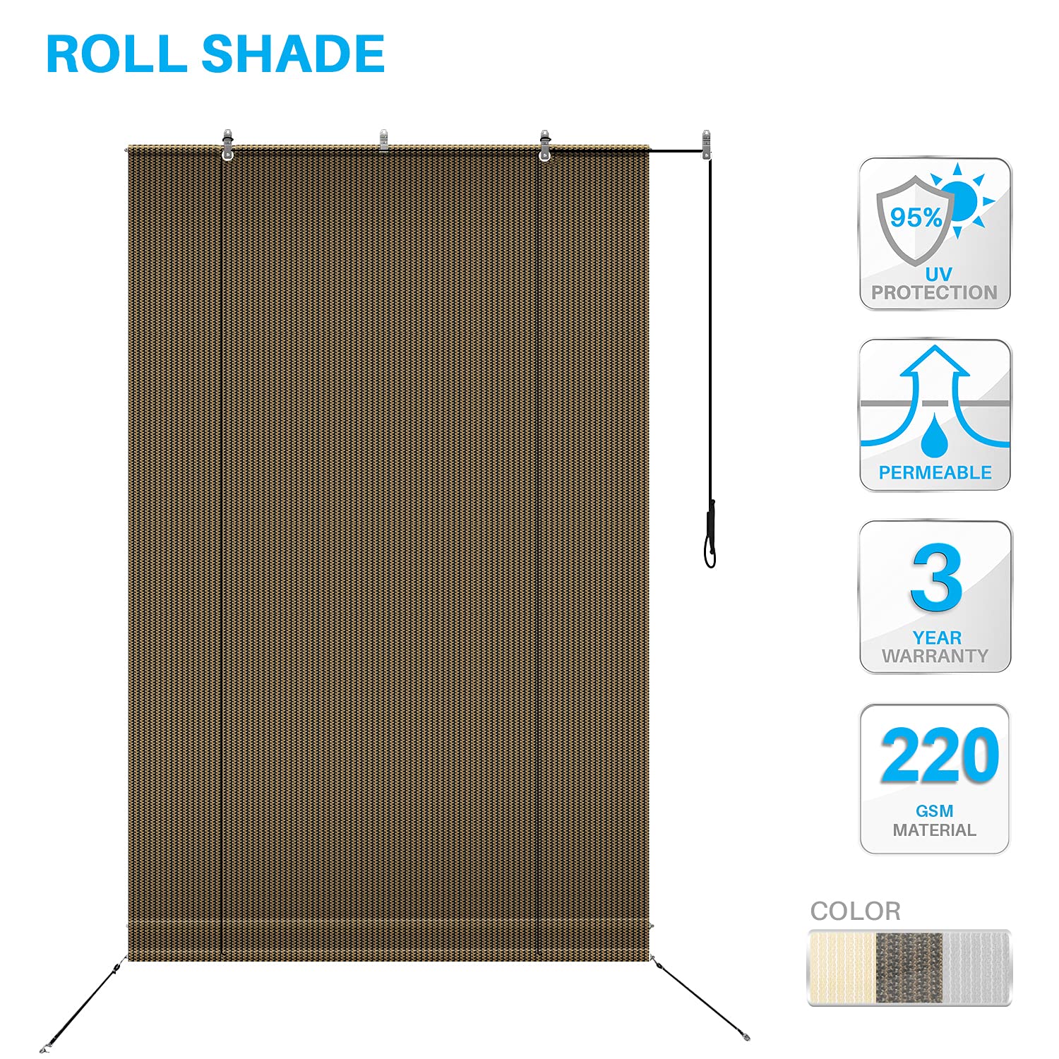 Patio Paradise Roll up Shades Roller Shade 8'Wx6'H Outdoor Shade Blind