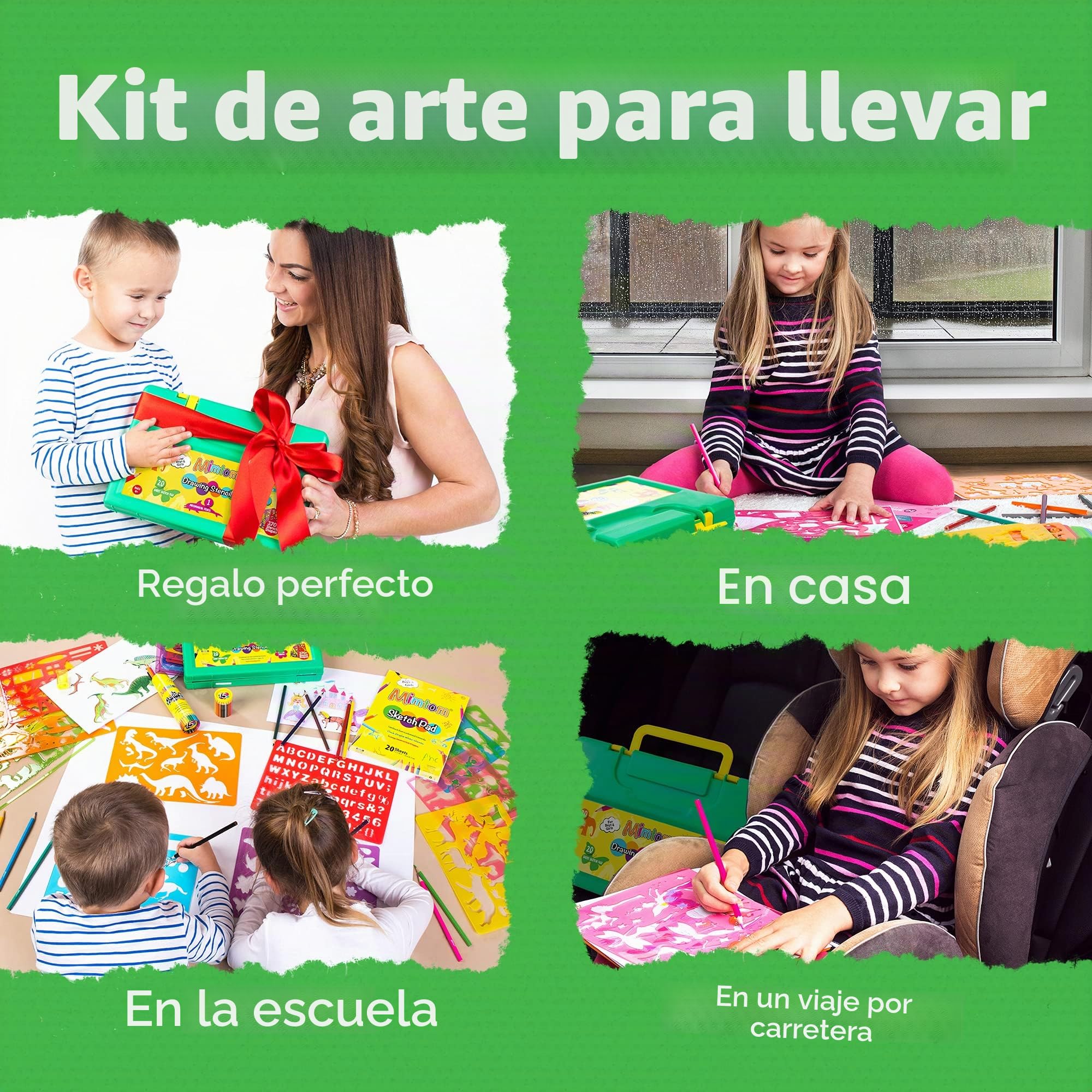 Plantillas de Dibujo Kit de Manualidades para niños con 370 Figuras | Plantillas para Pintar Que desarrollan la Creatividad | Desde los 3 años
