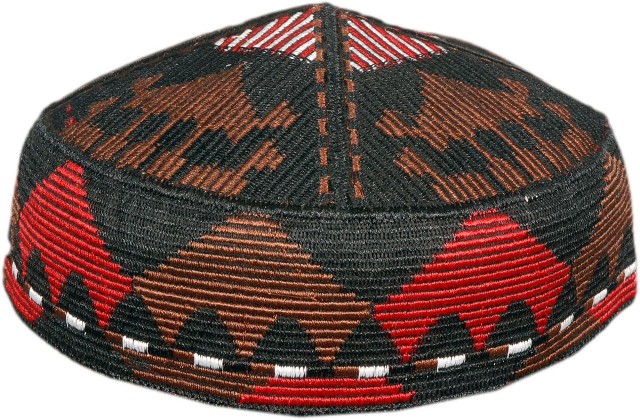 Men’s Kashmiri Muslim Prayer Cap in Red and Black