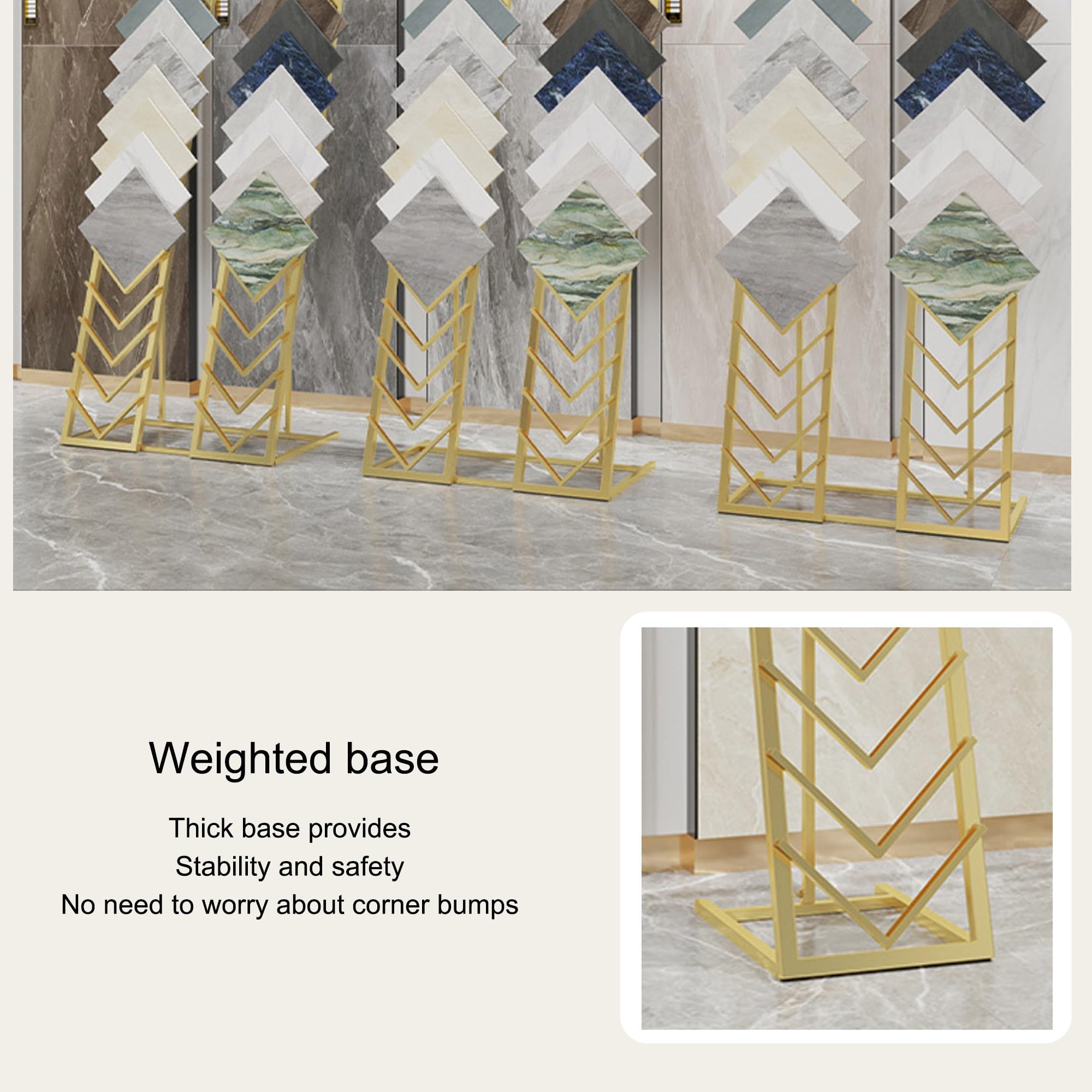 Espositore per Piastrelle in Metallo - Supporto da Pavimento per Piastrelle in Legno, Vetro e Pietra - Stand fieristico e vetrina per Negozi al Dettaglio (Nero, 30x50 cm/11,8x19,7 Pollici)