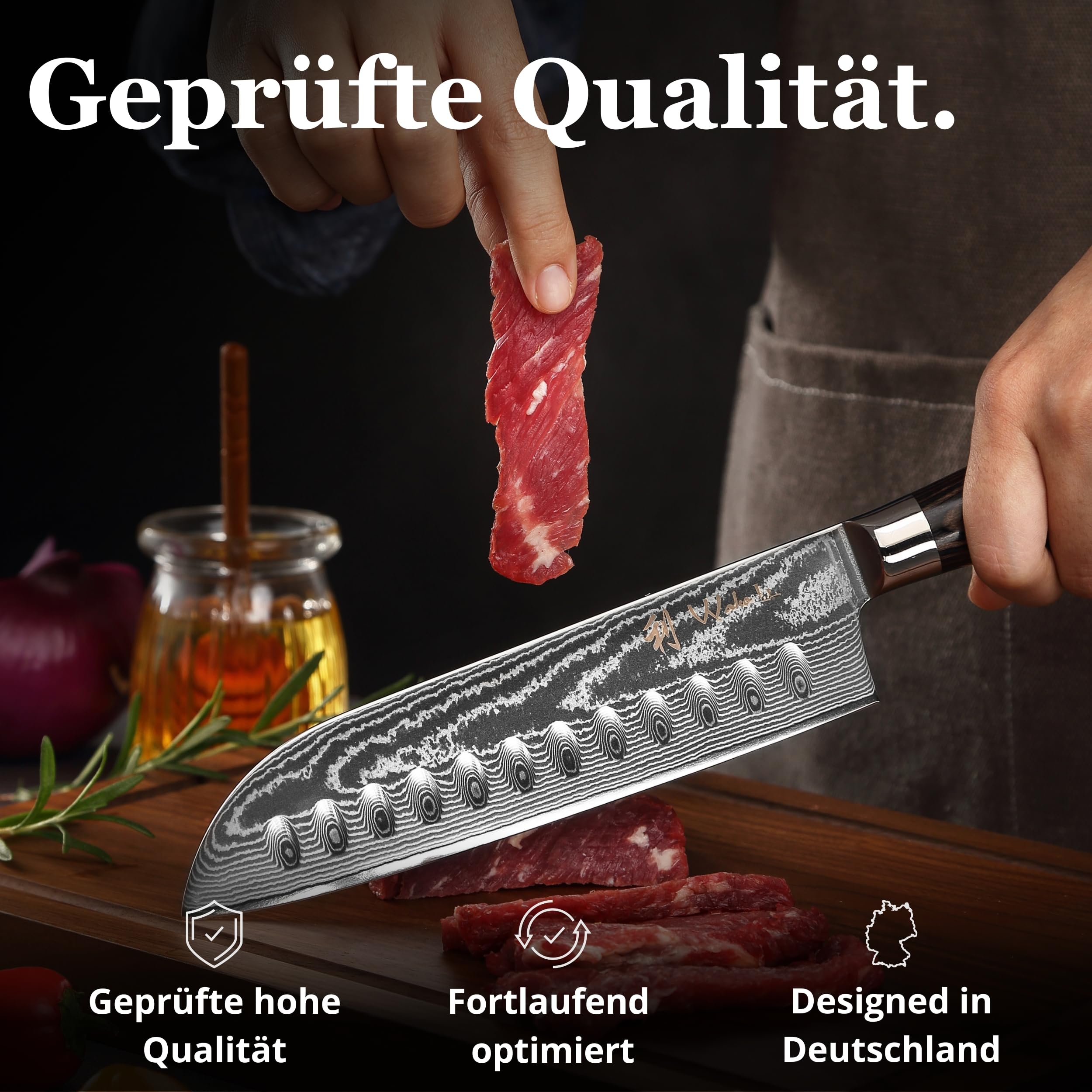 Wakoli EDIB Essentials Santokumesser Set 2-teilig, 67 Lagen Damaststahl