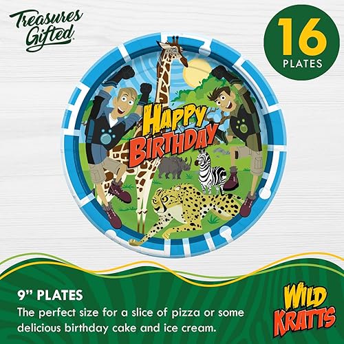 Miniatura 2 de Treasures Gifted Platos de cena Wild Kratts con licencia oficial de 16 unidades  Platos de fiesta Wild Kratts de 9 pulgadas  Suministros de fiesta