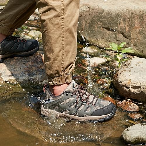 Miniatura 7 de Zapatos de senderismo impermeables para hombre, transpirables, de caña baja, ligeras, antideslizantes, zapatos cómodos y resistentes a la lluvia