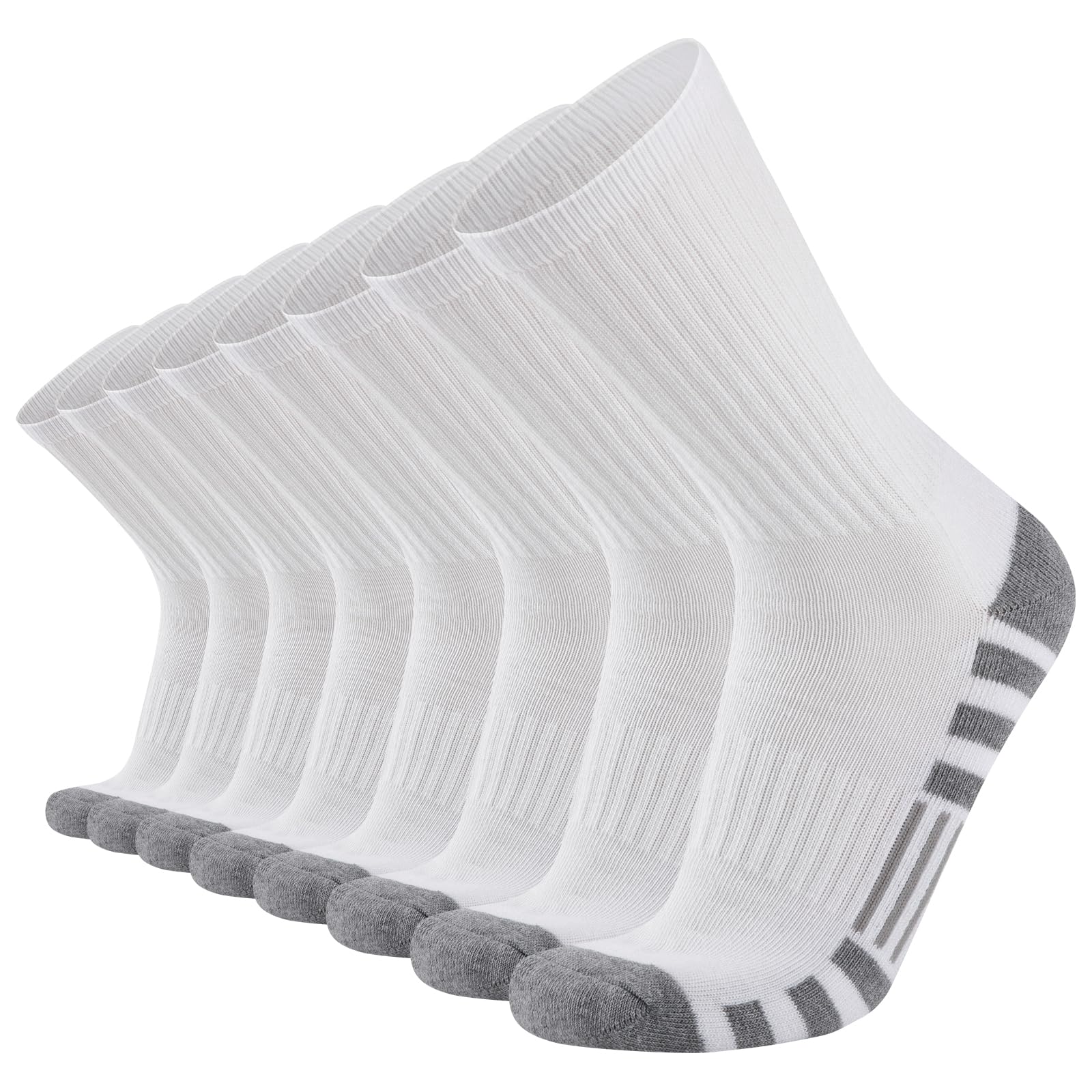 Eallco8 Pairs Mens Crew Socks Work Athletic Running Socks Cushion Casual Breathable Socks for Men