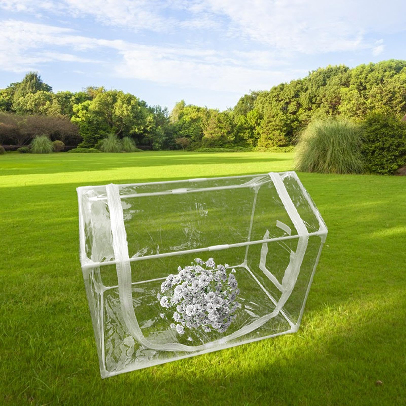 Piccola Serra Capanno di Protezione Antigelo Trasparente con Finestra | Protezione Termica Per Fiori Con Cerniera Per Il Giardinaggio Invernale, La Coltivazione Domestica, I Vasi, Il Patio E Il Gi