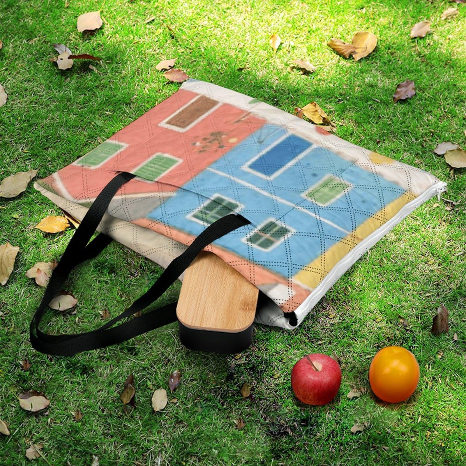 Tappetino da spiaggia con stampa di città colorata, portatile, extra large, adatto per viaggi, escursioni, festival musicali, prati, spiagge, picnic all'aperto