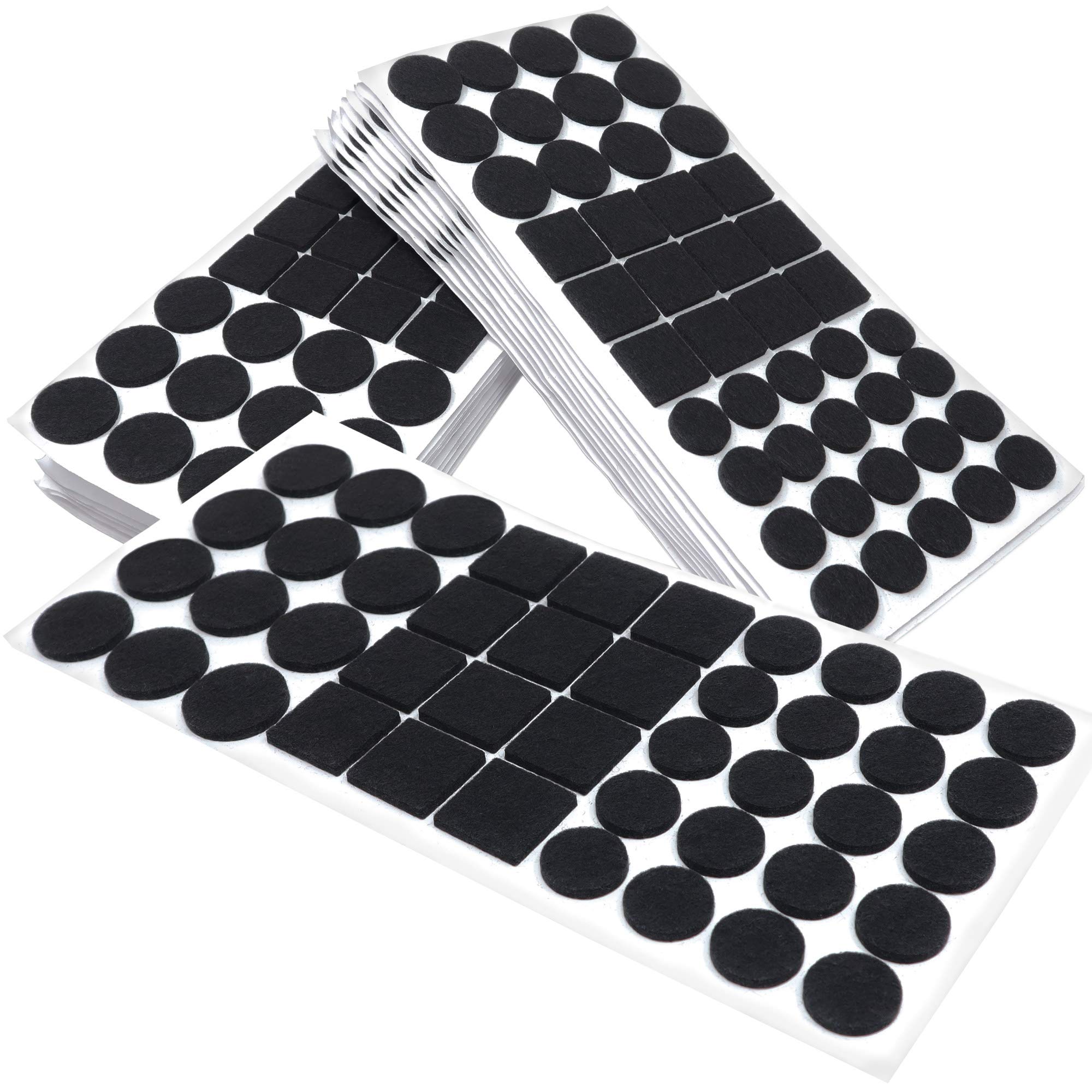 Adsamm® / 880 x almohadillas de fieltro / negro / diferentes tamaños / Ø 28 mm / Ø 20 mm / 25x25 mm / Protectores de suelo para patas de mueble / auto-adhesivos / con grosor de 3,5 mm de la máxima calidad