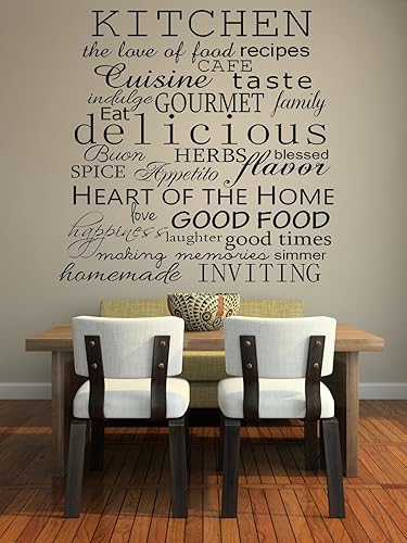 Vinilo decorativo para pared diseño de palabras de cocina 461 x 598in