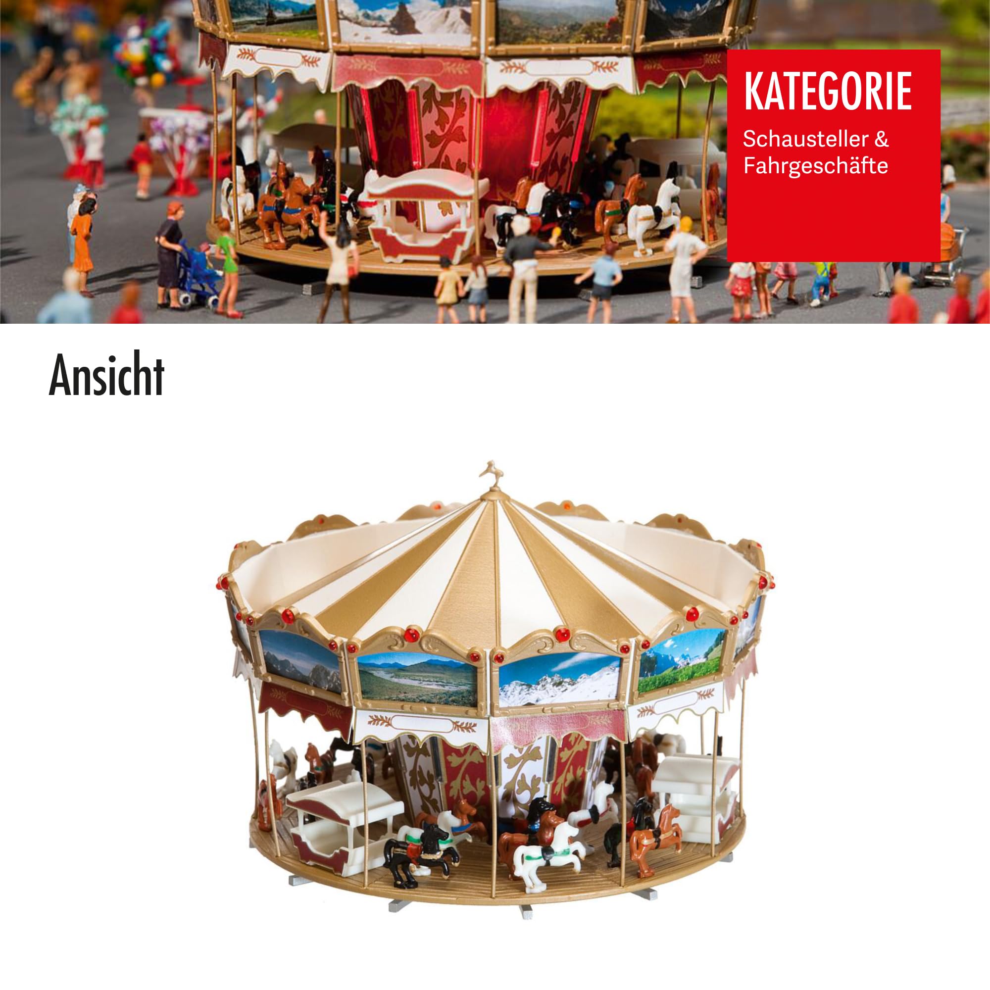 Faller 140316 H0 Kinderkarussell, Verschieden, Aproximadamente 7.65 cm x 18.50 cm x 27.90 cm