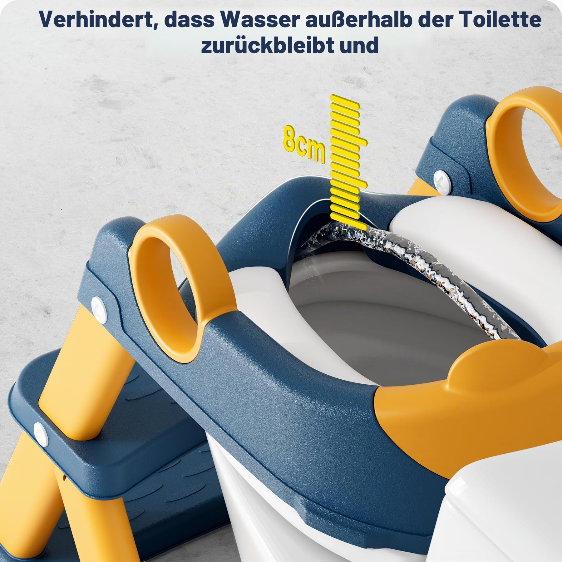 Toilettenleiter für Kinder, Upgraded Kindertoilette für Jungen und Mädchen, 2 in 1 Kind Toilettensitz mit Treppe, Spritz und Rutschfestes Trittbrett