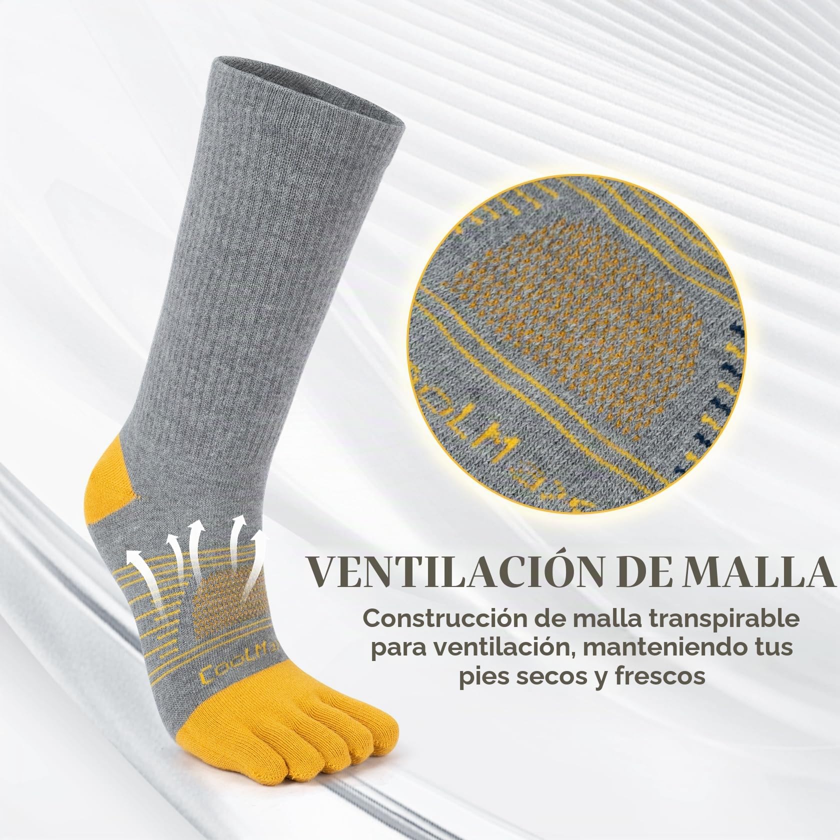 Calcetines para Hombres y Mujeres Toe Socks Coolmax para Running, Transpirables y con Evacuación de Humedad, 3 Pares