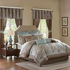 Madison Park Essentials Room in a Bag Faux Silk Comforter Set-Luxe Diamond Tufting All Season Bedding, Matching Curtains, Decorative Pillows, Cal King(104"x92"), Blush 24 Piece (MPE10-811)